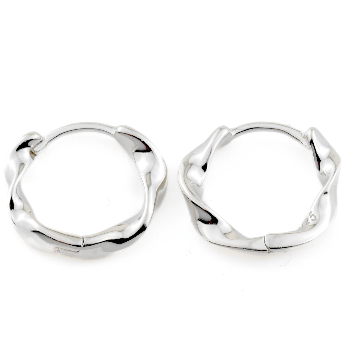 Silver Twisted Hoops - 925 Silver Twisted Huggie Earrings