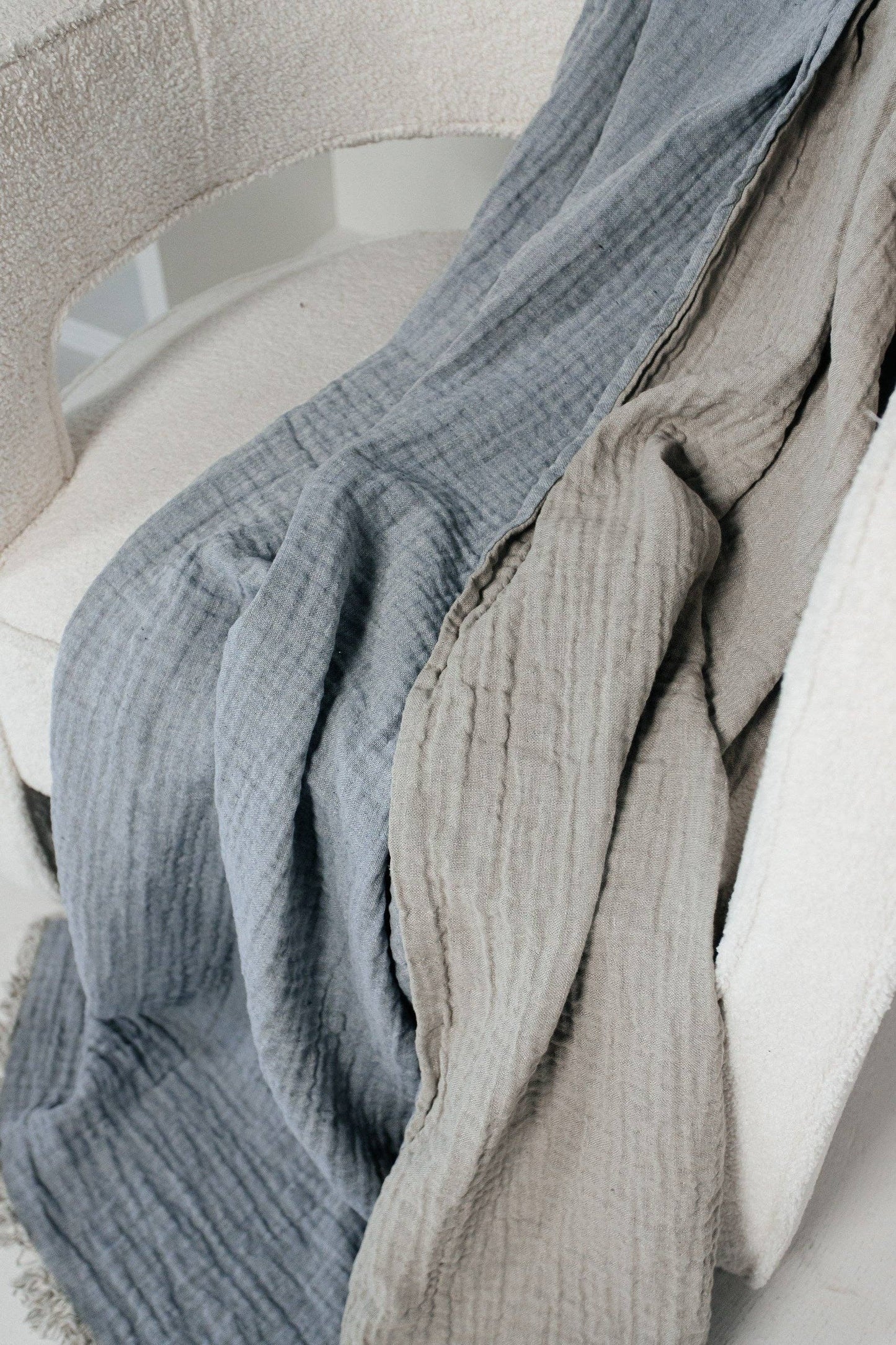 Mallorca Linen Throw Blue/Natural - 2 sizes