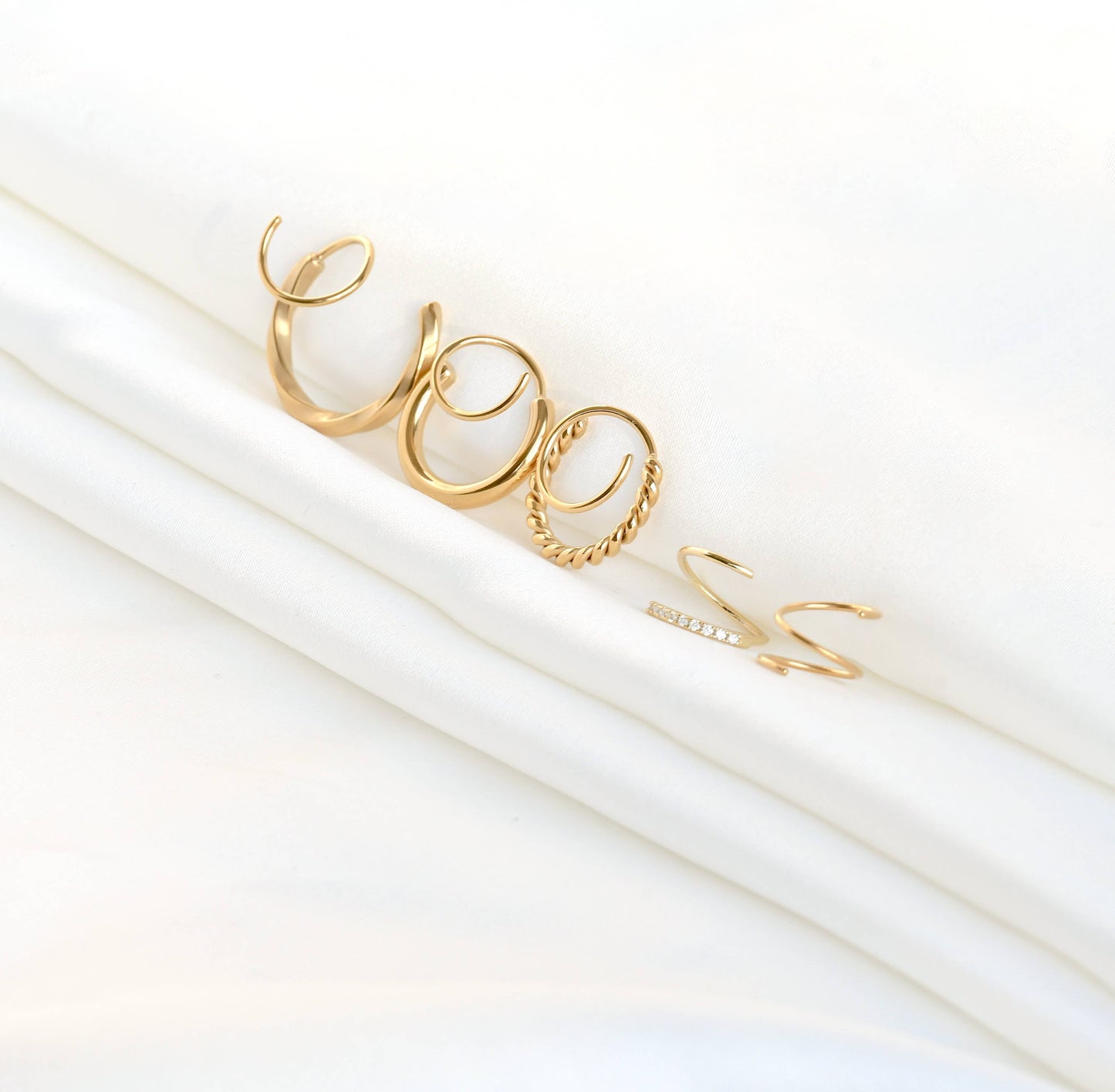 Gold Spiral Hoop Earrings - Waterproof Twist Earrings