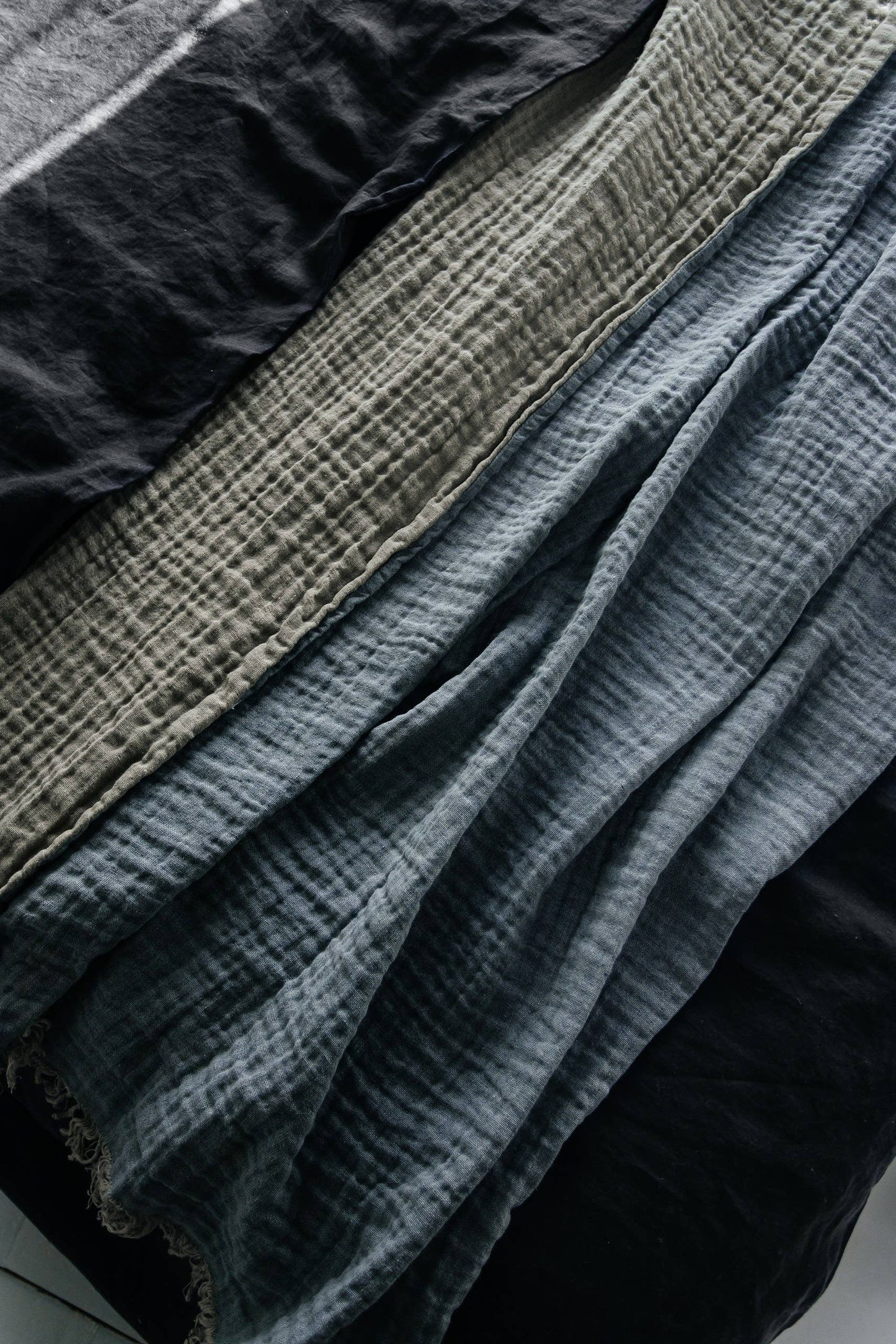 Mallorca Linen Throw Blue/Natural - 2 sizes