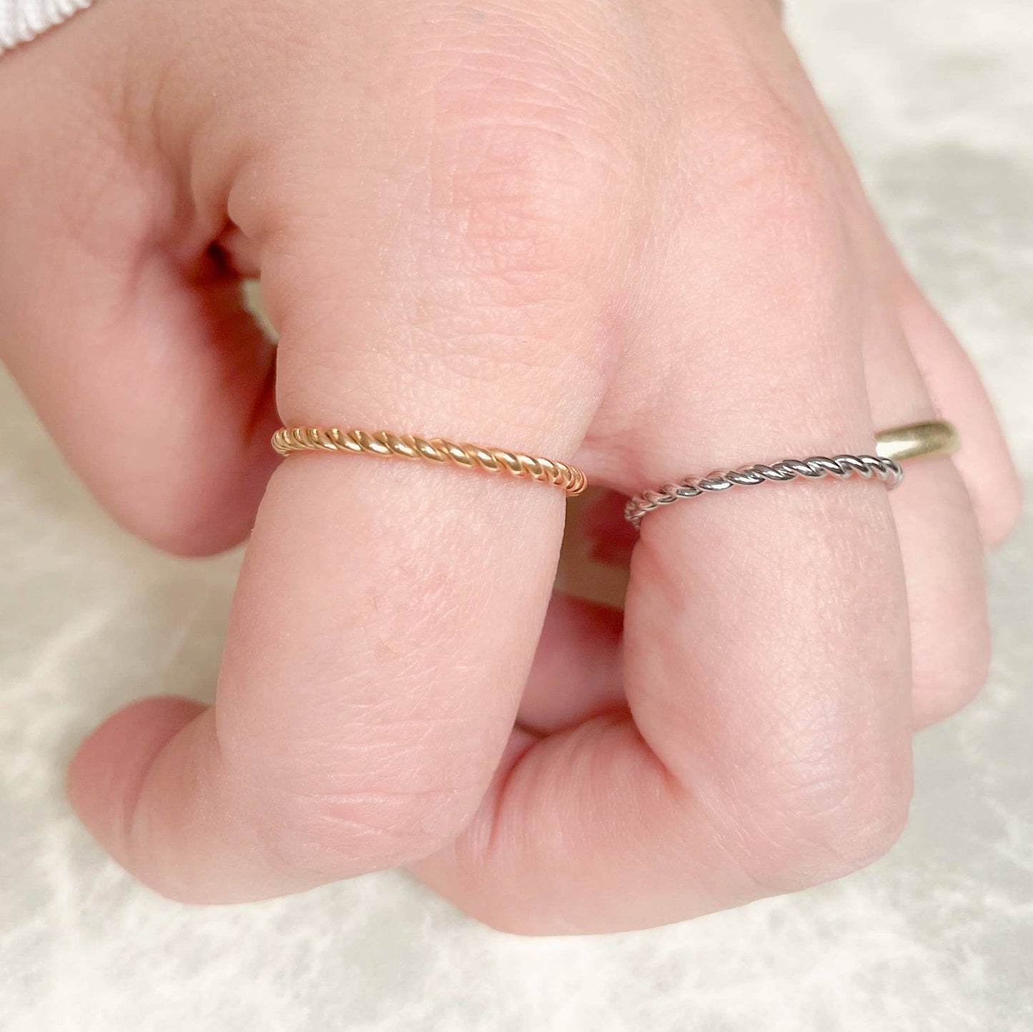 Tarnish-free Twisted Ring - Dainty Stackable Rope Ring