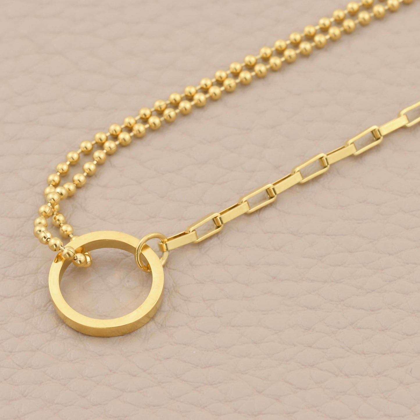 Circle Link Bracelet, Waterproof Mixed Chain Bracelet