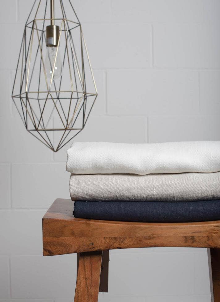 Lipari Linen Throw with Fringes Beige