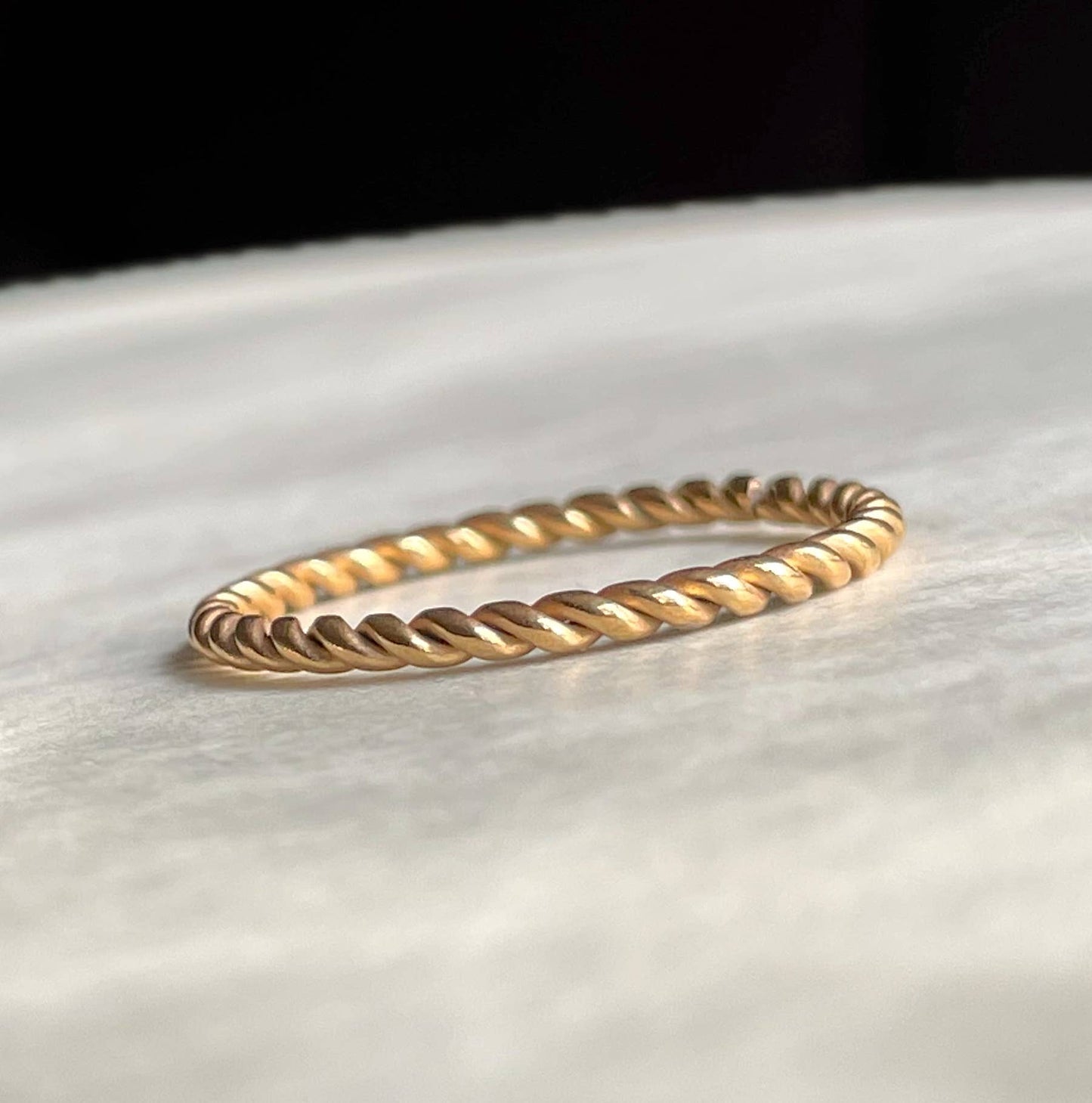 Tarnish-free Twisted Ring - Dainty Stackable Rope Ring