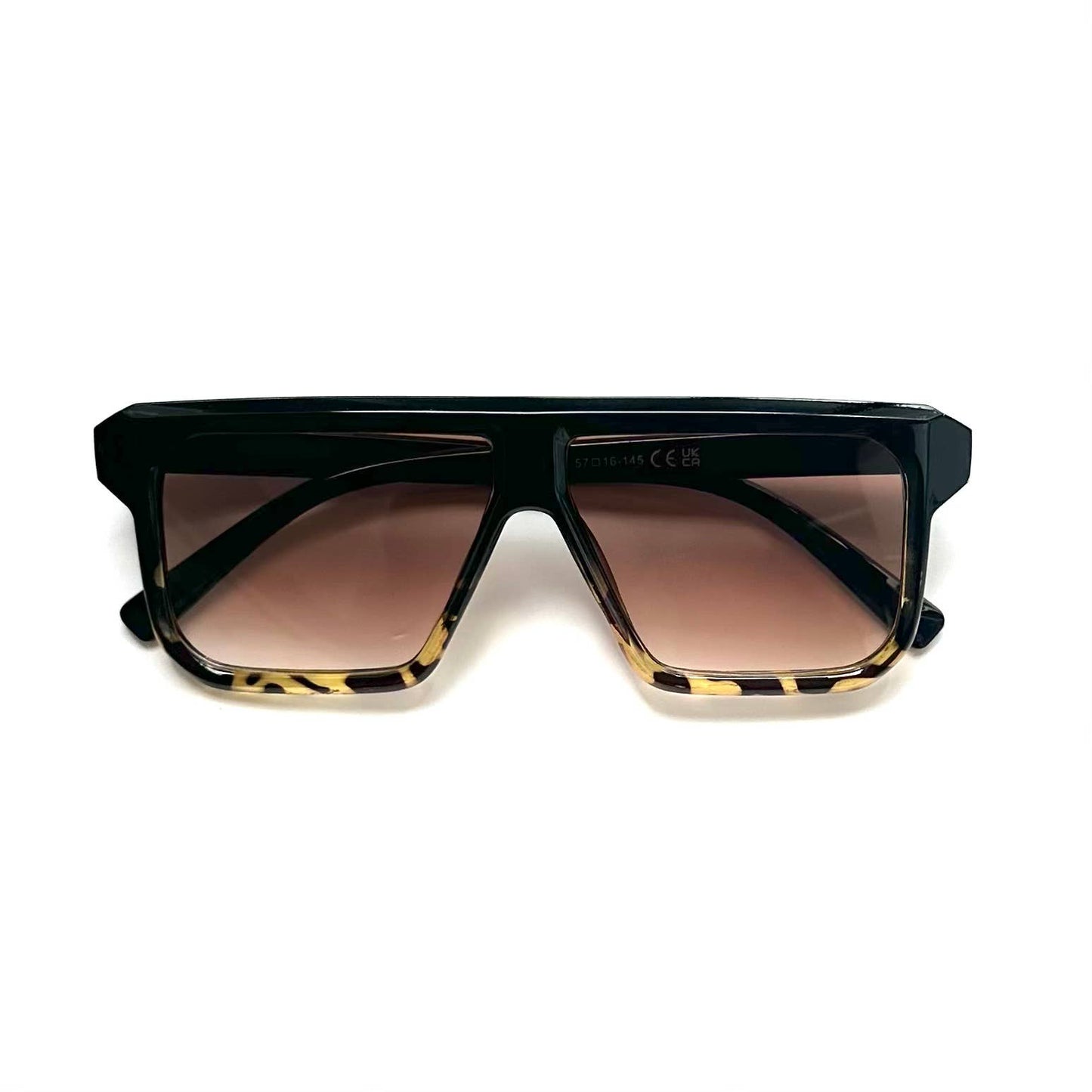 Adult Sunglasses Square Dual Color Frame Black Animal Print