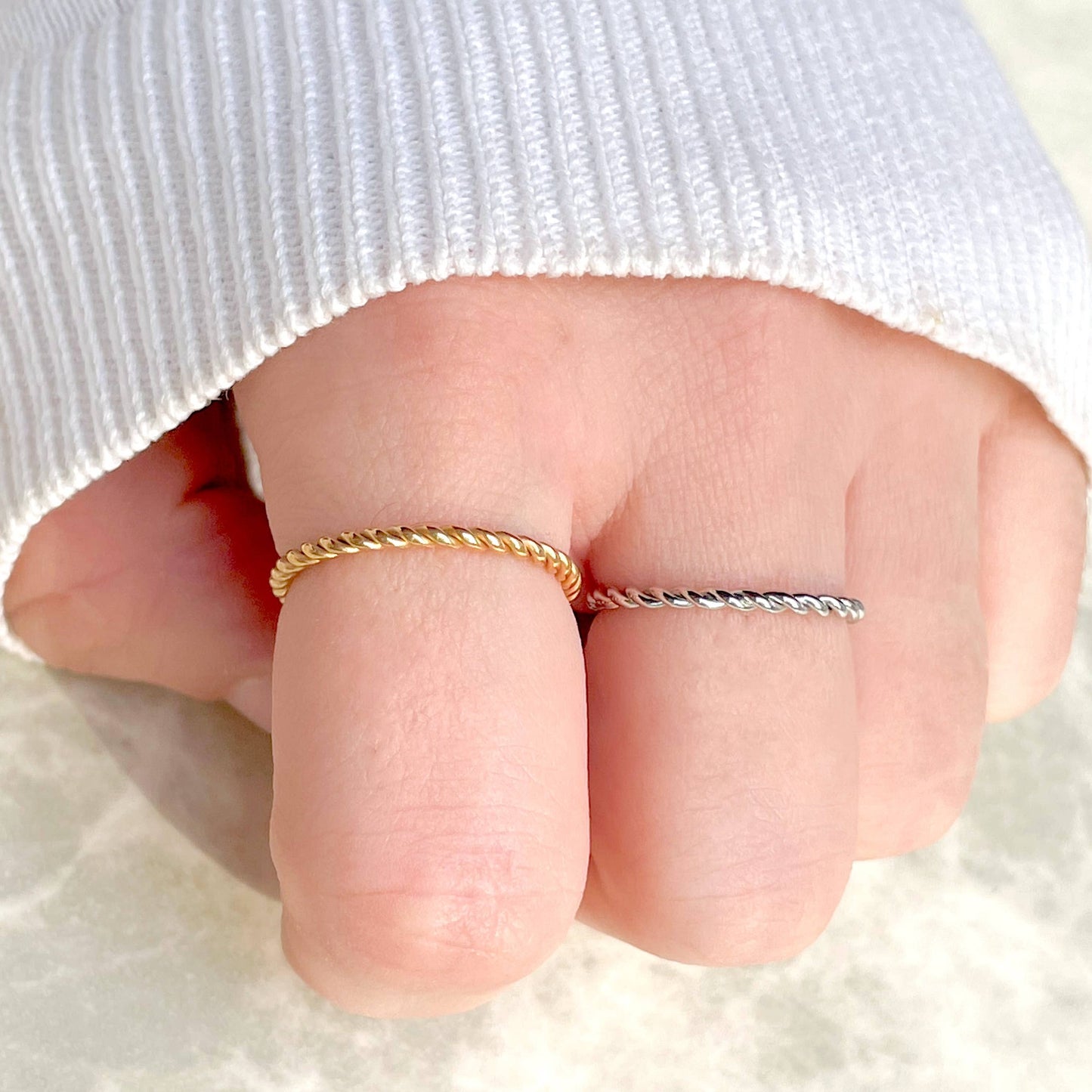 Tarnish-free Twisted Ring - Dainty Stackable Rope Ring