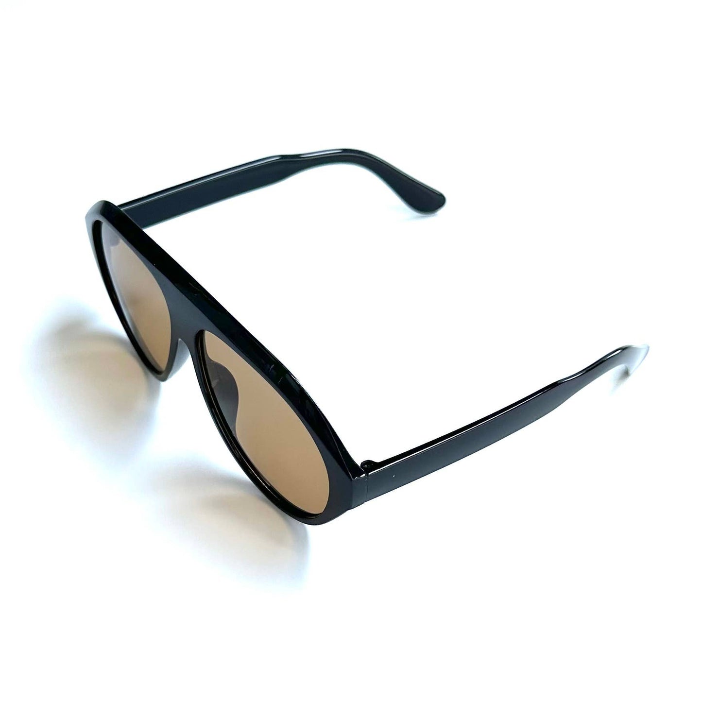 Bella XXL Oversized Aviator Sunglasses Black Brown Lenses