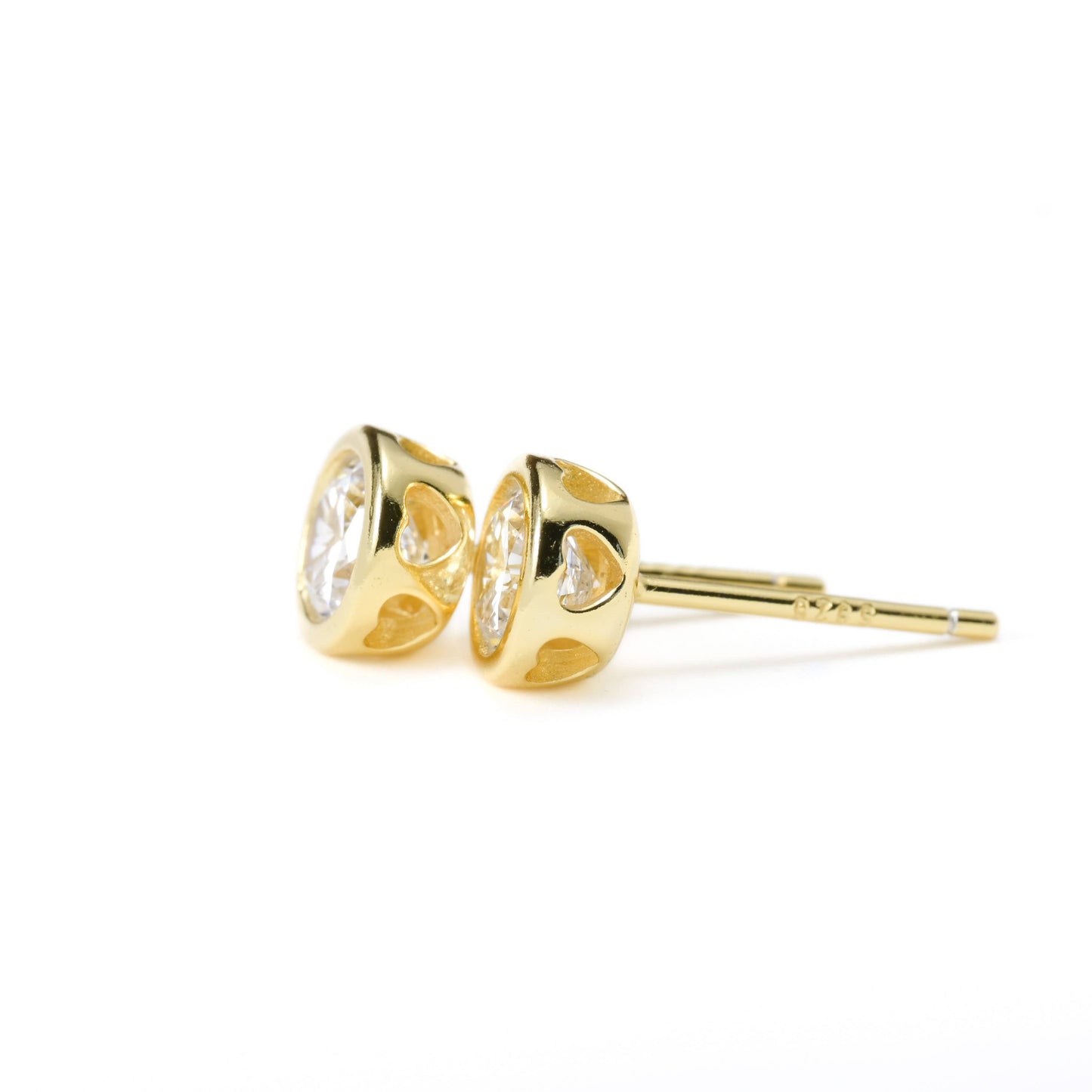 Silver Bezel Studs - Small Diamond Studs - Round CZ Studs