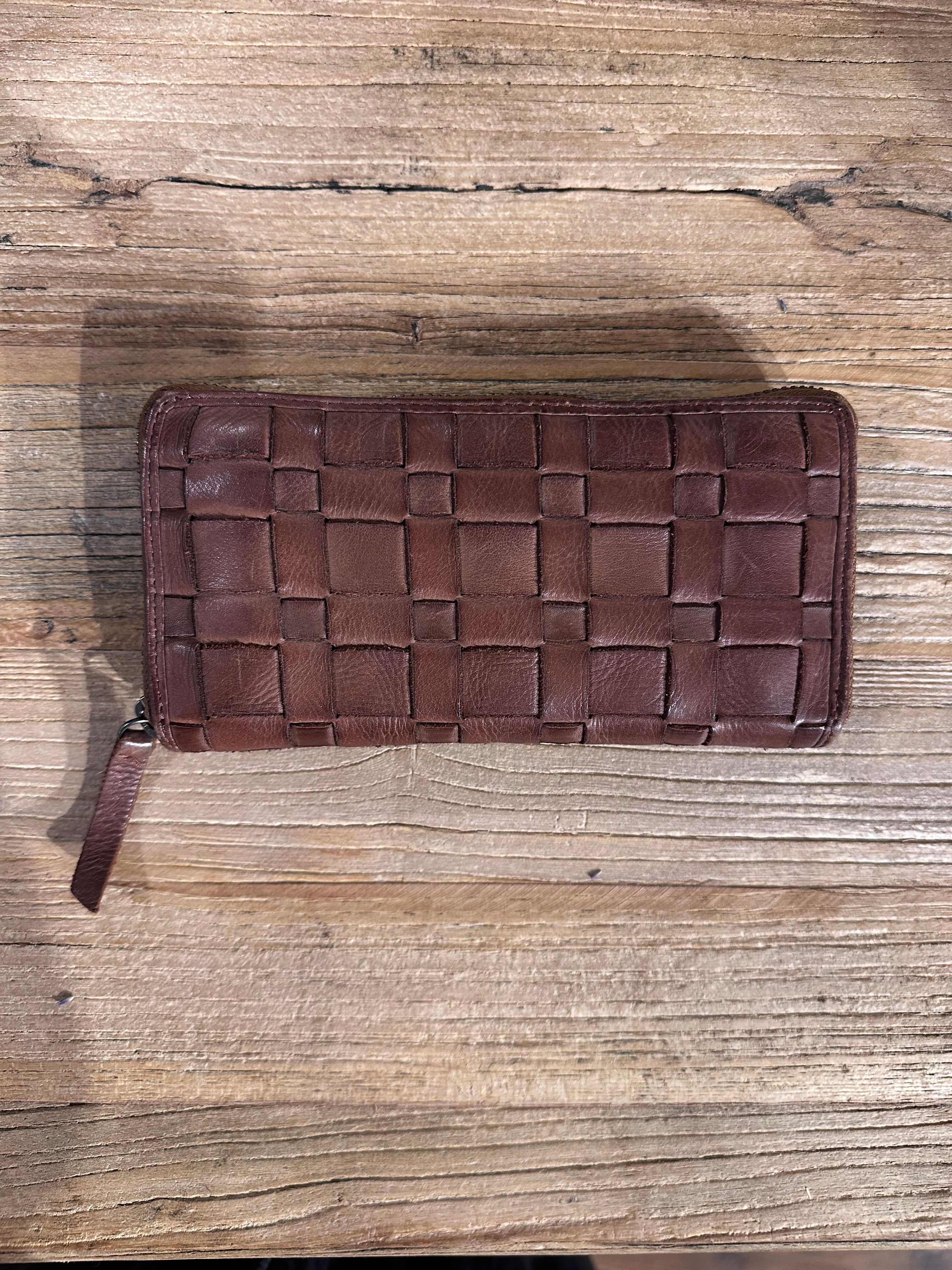 Checkered Leather Wallet