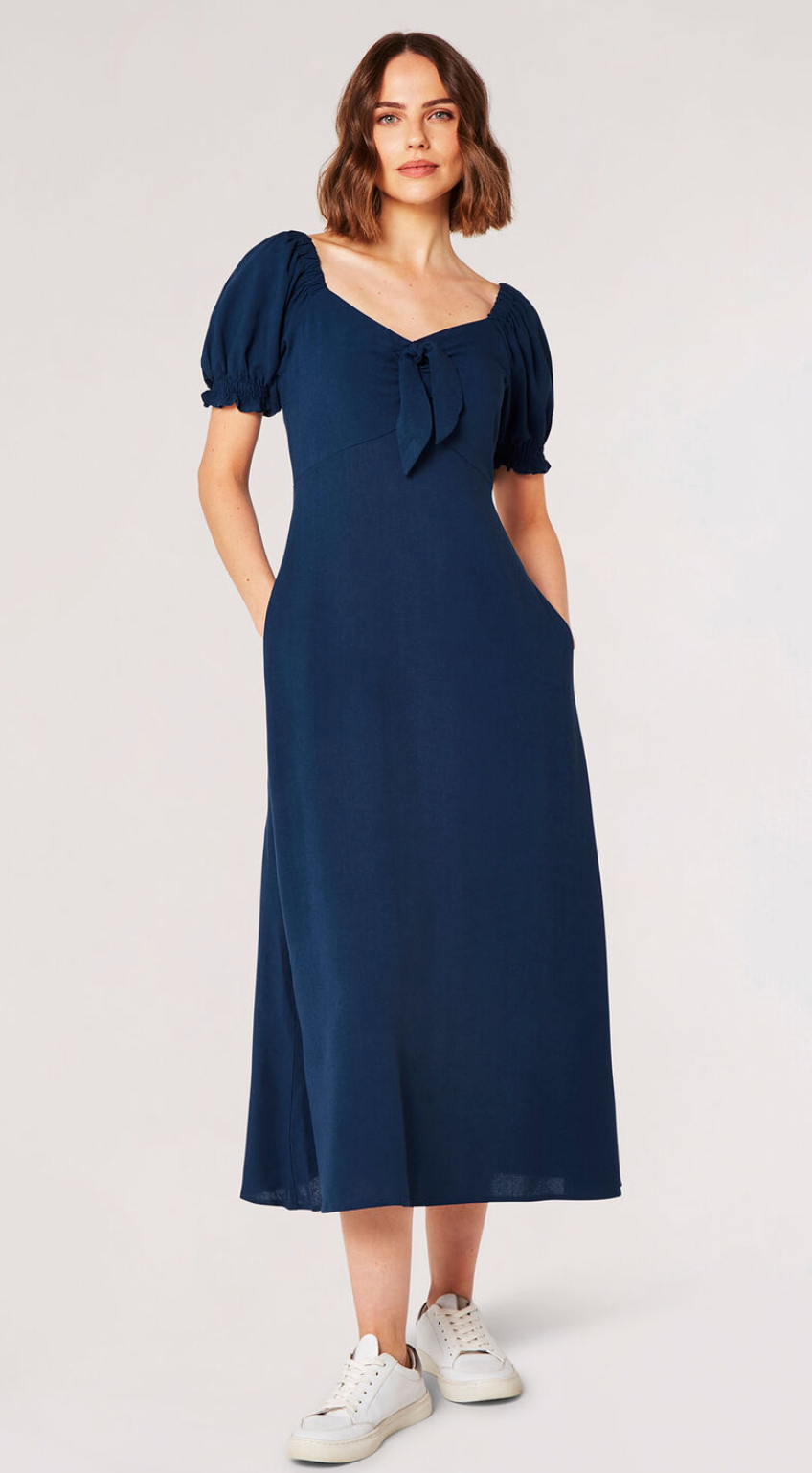Tie Detail Milkmaid Midaxi Dress