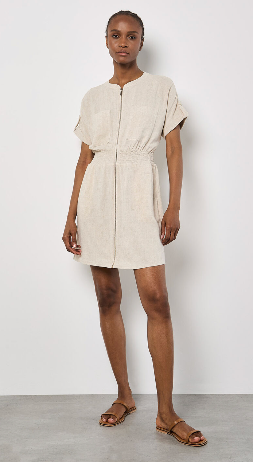 Zip-Down Utility Mini Dress