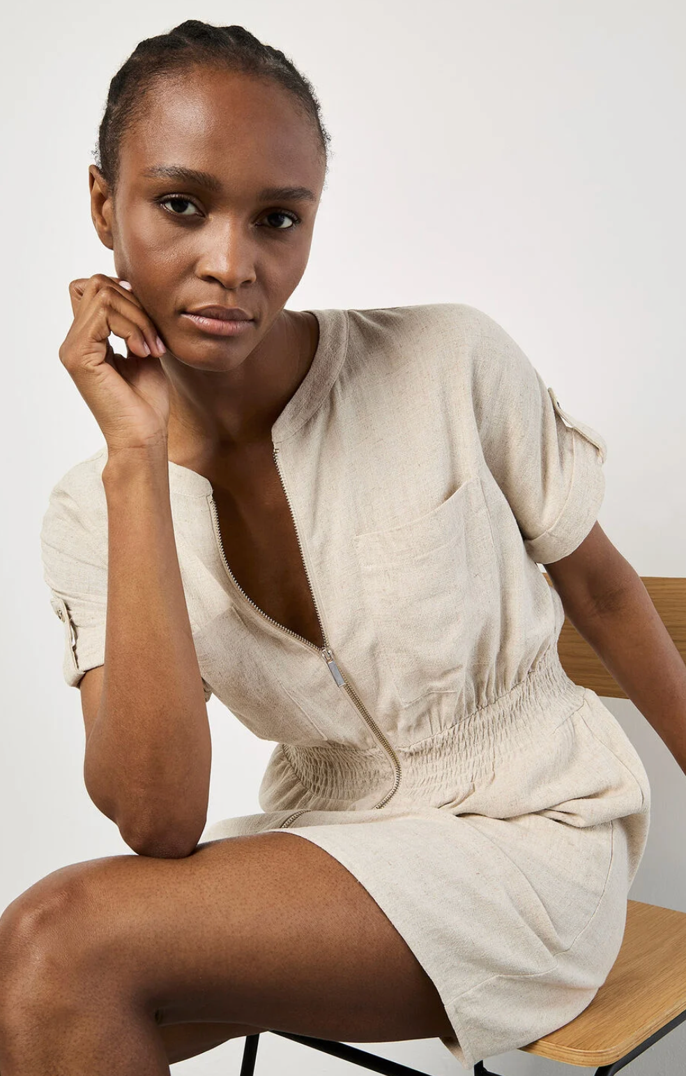 Zip-Down Utility Mini Dress
