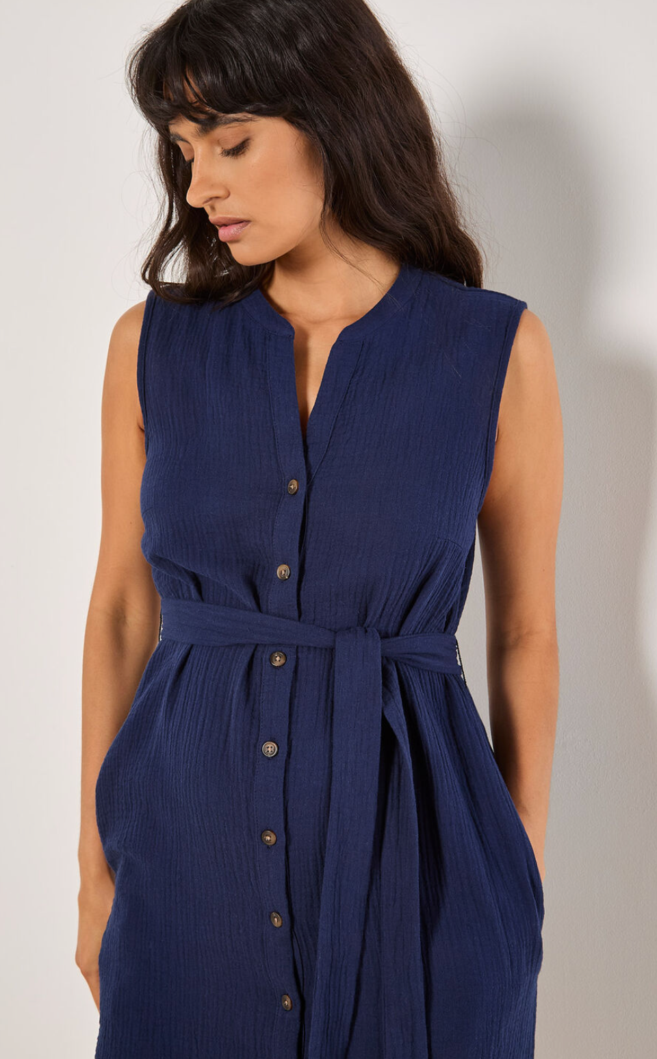 Textured Cotton Blend Down Mini Dress