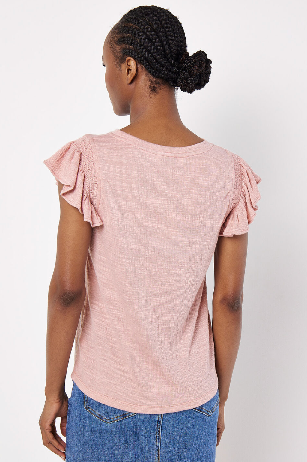Ruffle Sleeve Slub Tee