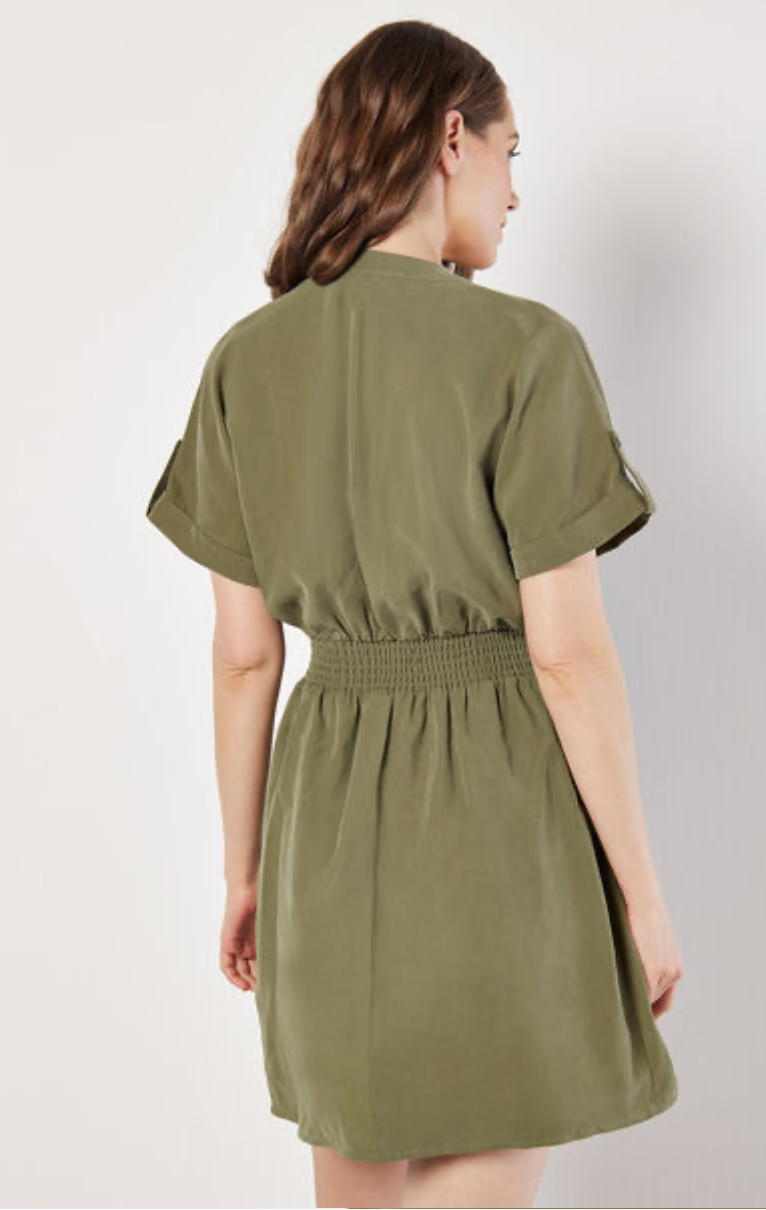 Zip-Down Utility Mini Dress