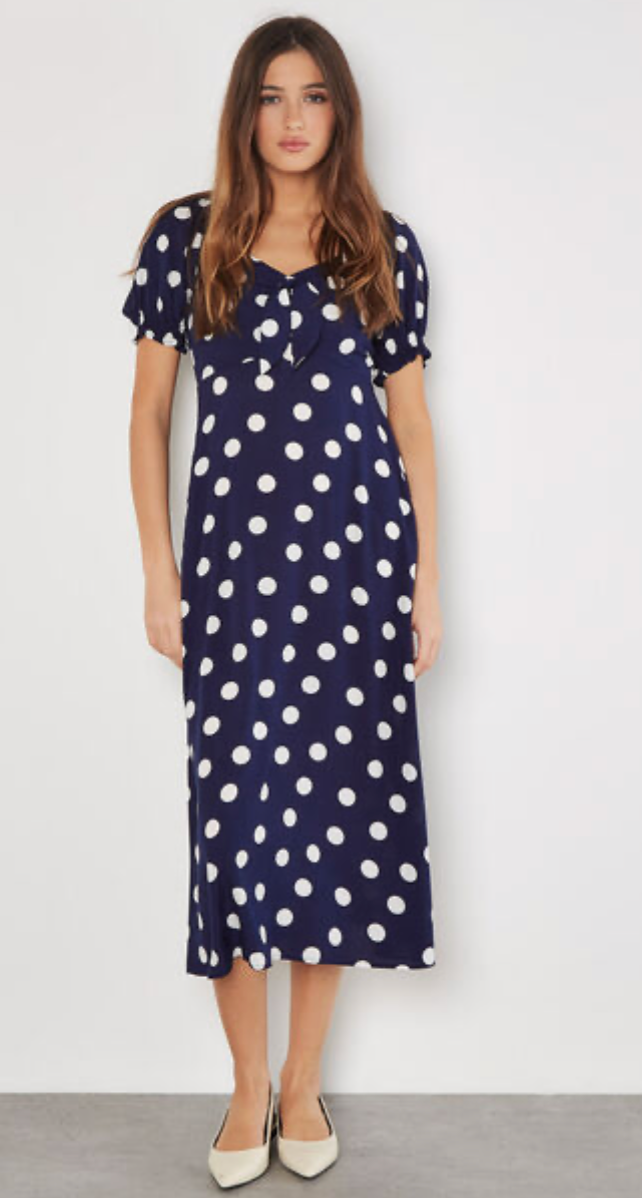 Polka Dot Detail Midi Dress