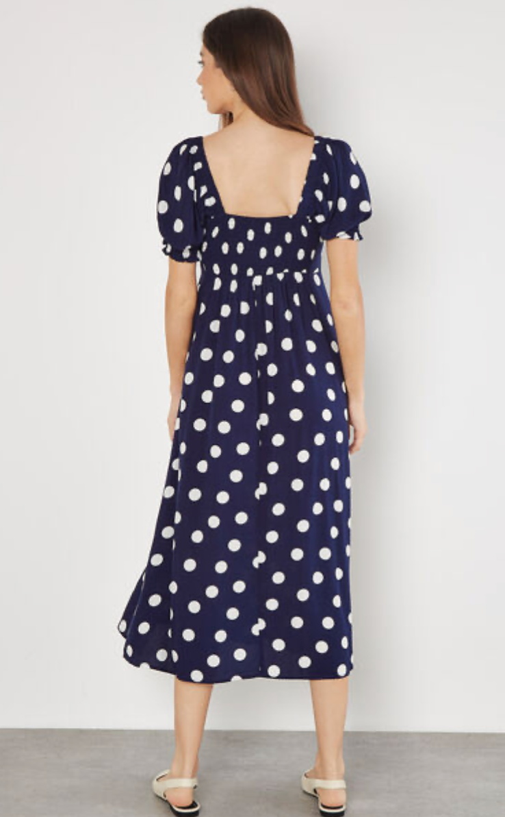 Polka Dot Detail Midi Dress