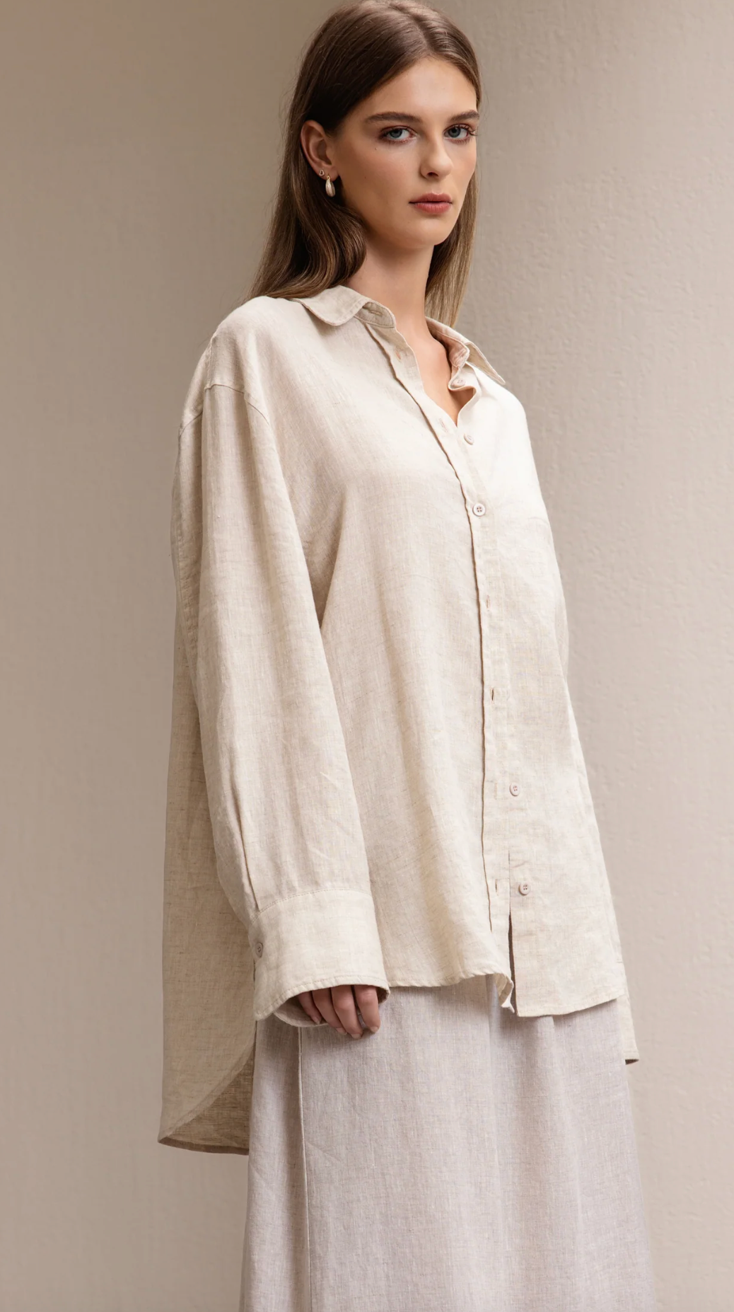 Long Linen Button Down Shirt