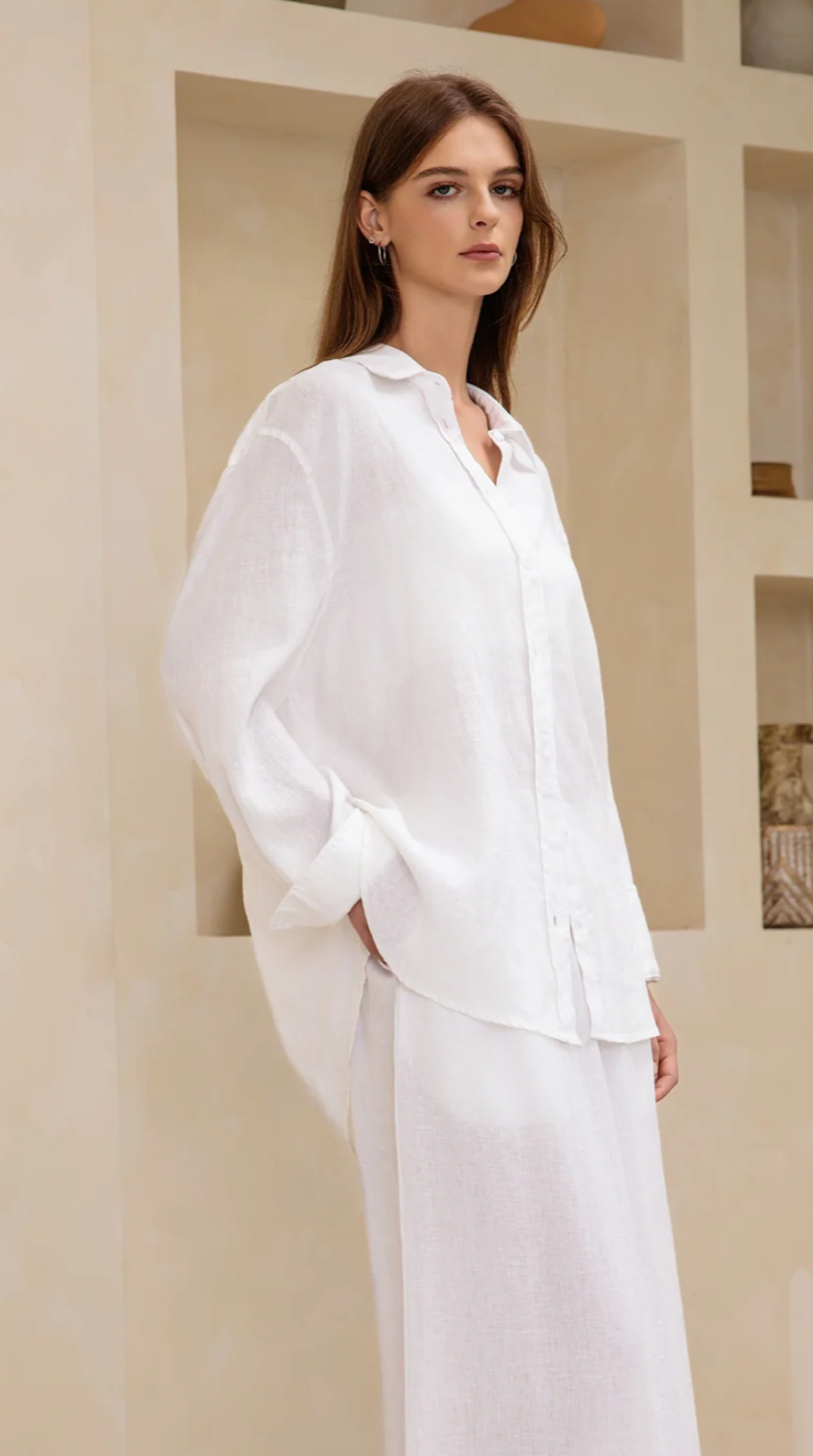 Long Linen Button Down Shirt