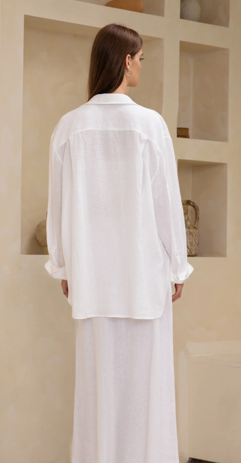Long Linen Button Down Shirt