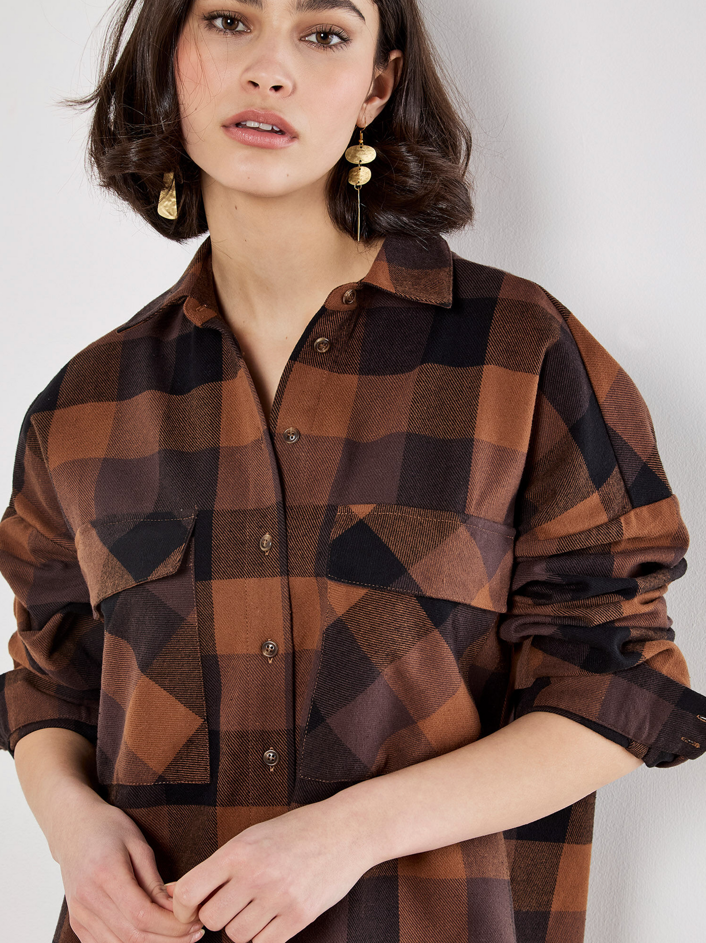 Oversized 2 PKT Check Dress