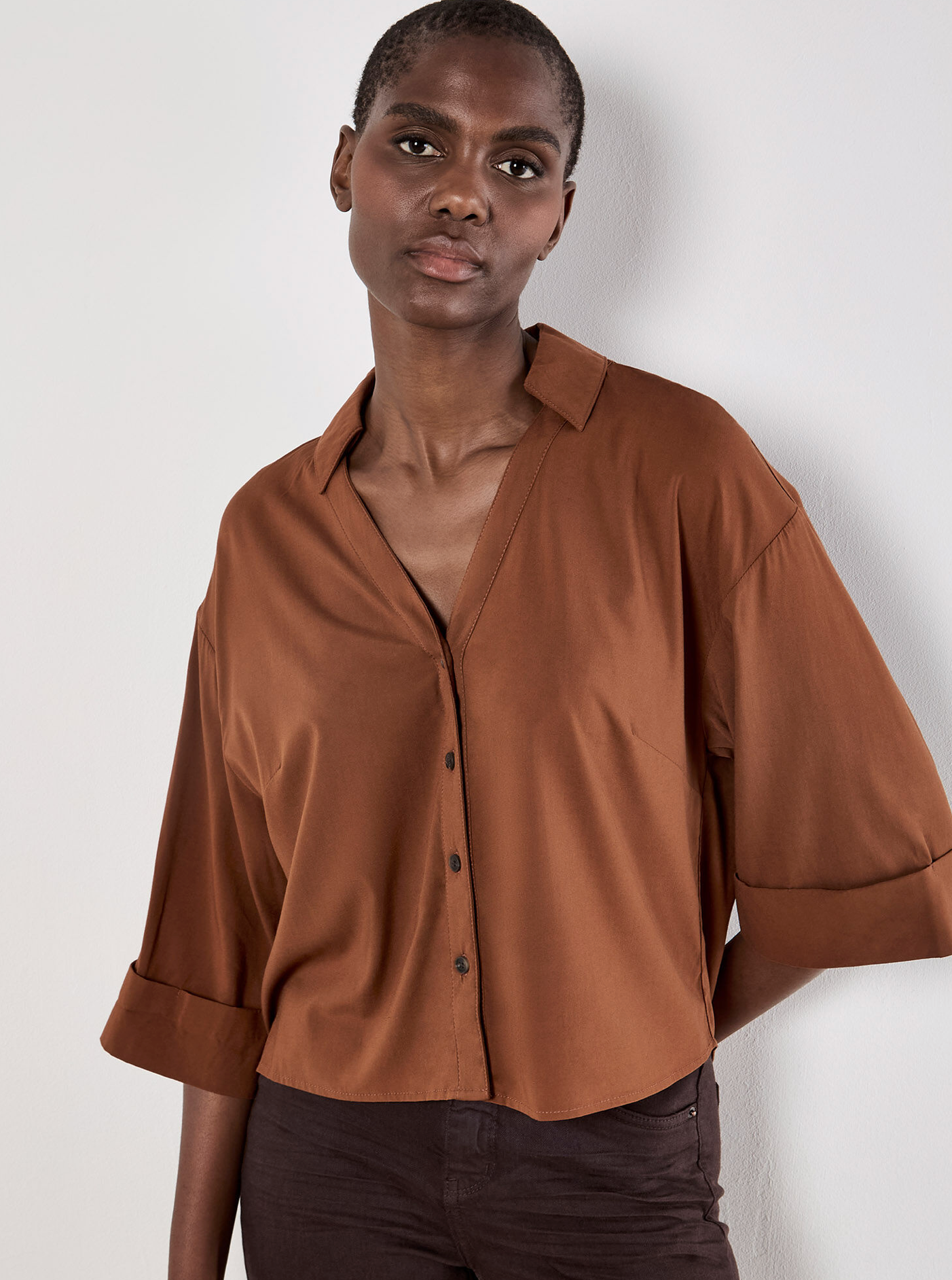 Open Collar Boxy Shirt