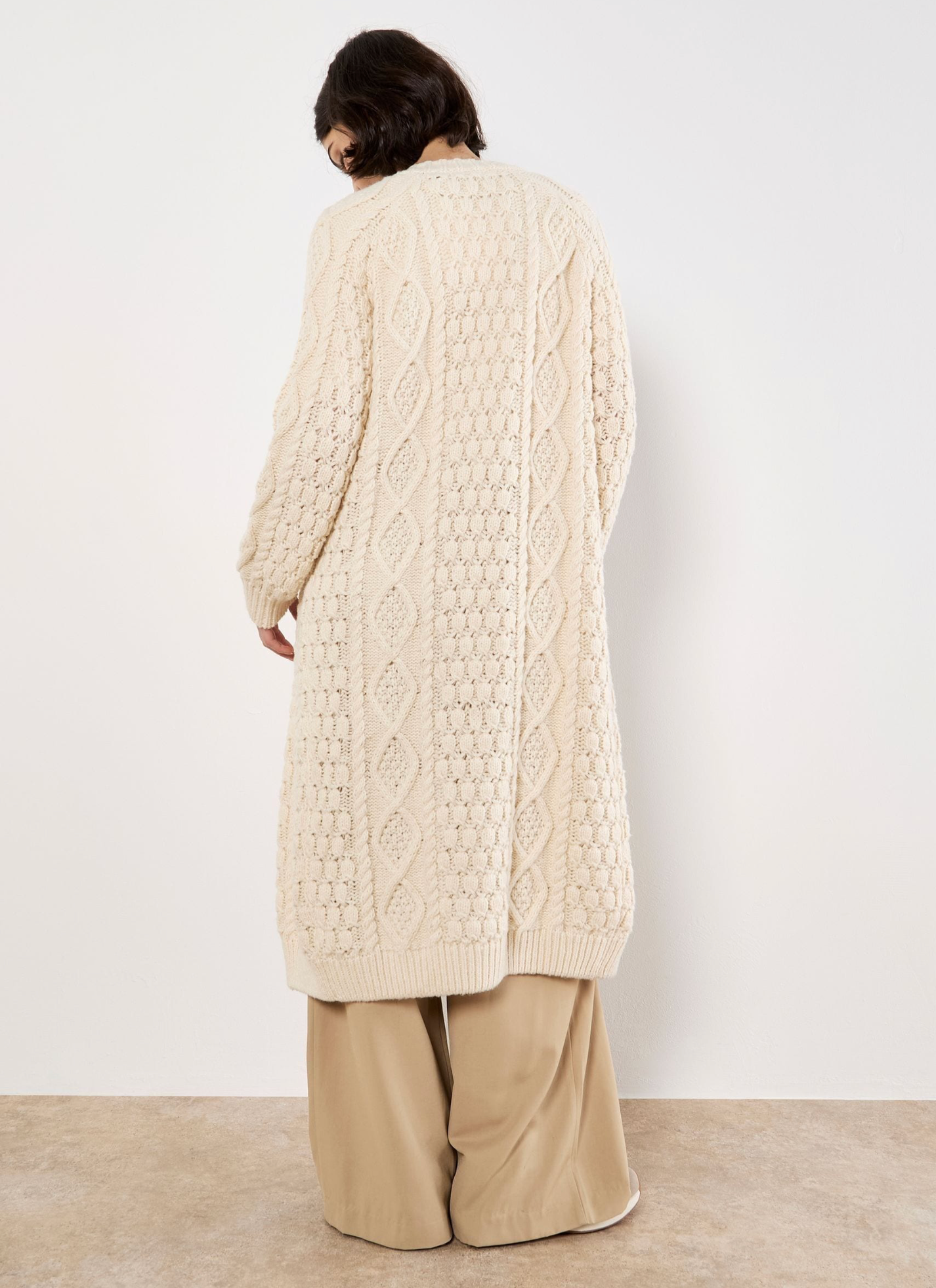 Cable Knit Open Midi Cardigan