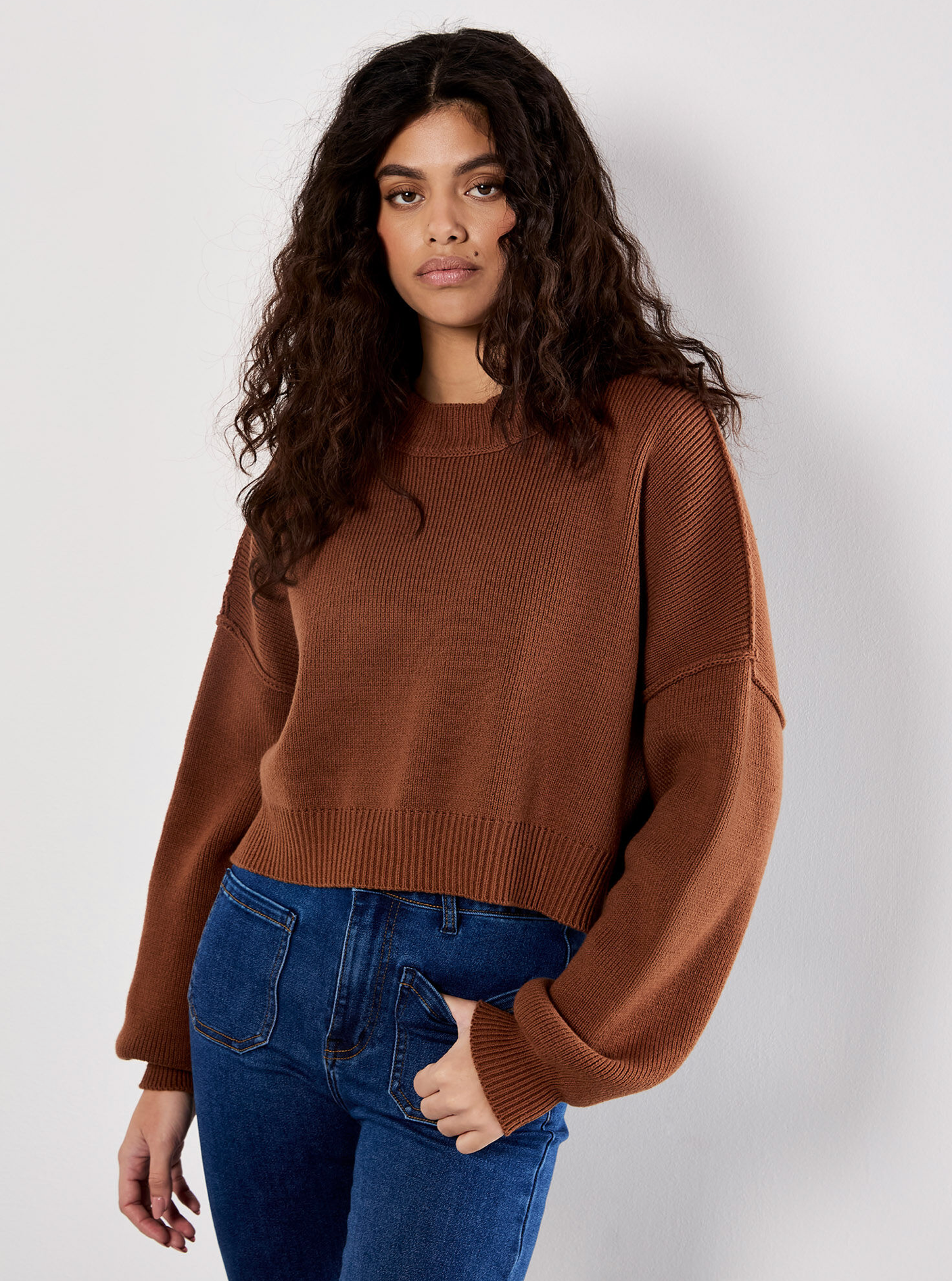 Cropped Drop Shoulder Jumper