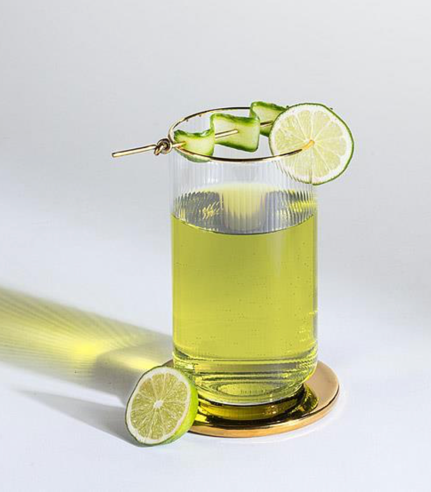 Tight Vertical Optic Highball w/ Gold Gold 18oz