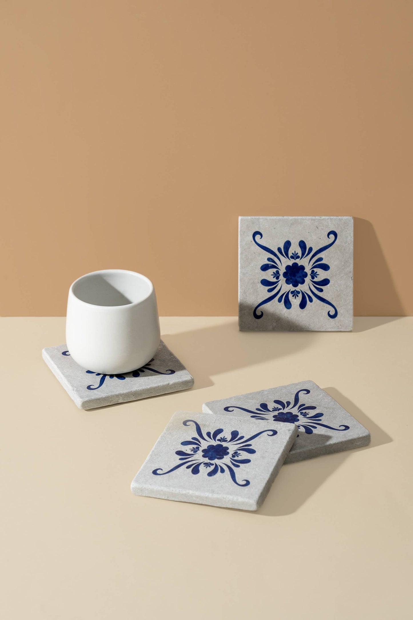 Andalusia Patterned Marble Tiles Coasters | Set of 4
