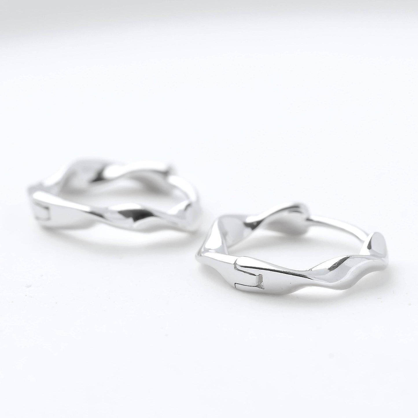 Silver Twisted Hoops - 925 Silver Twisted Huggie Earrings