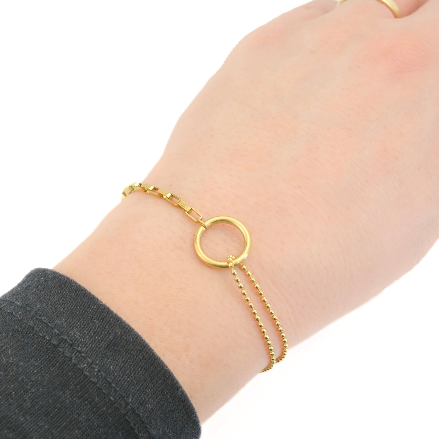 Circle Link Bracelet, Waterproof Mixed Chain Bracelet
