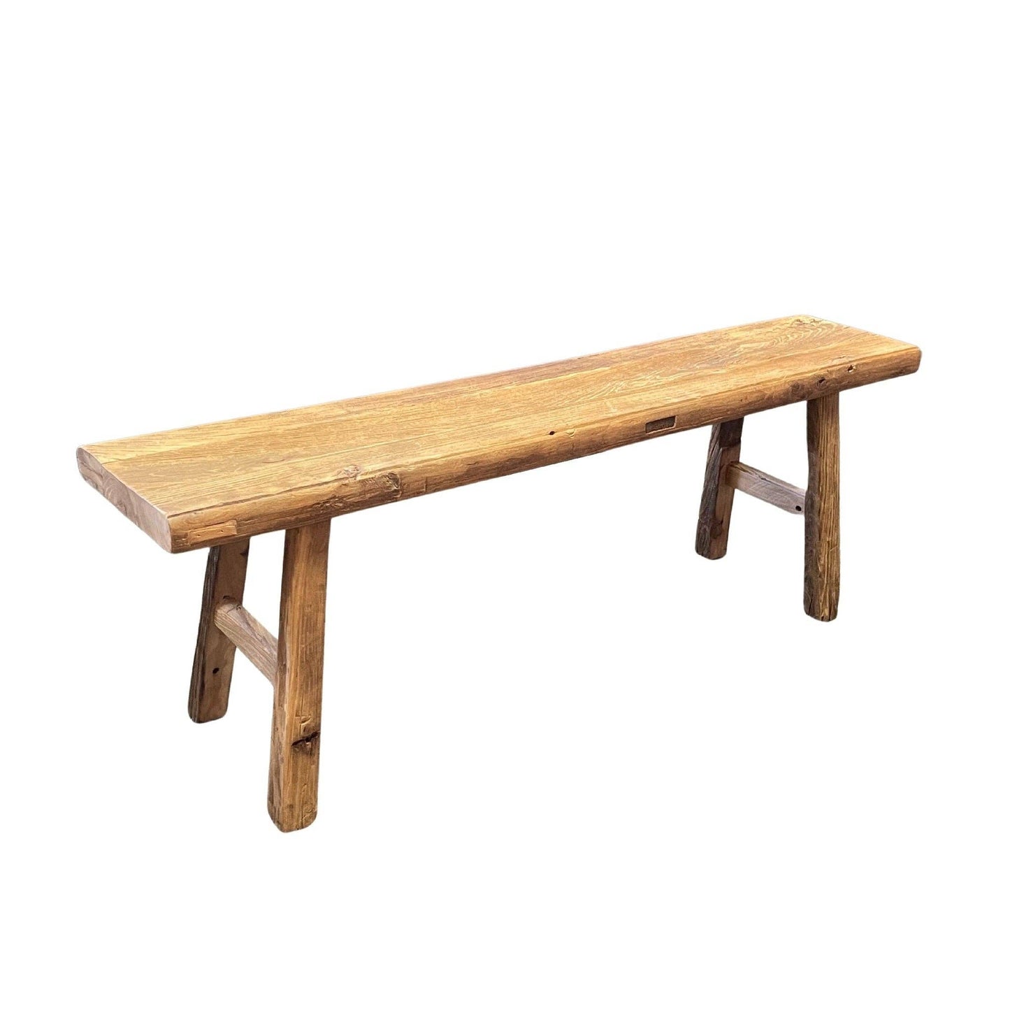 Wooden Bench 59 in, Natural Recycled Elmwood
