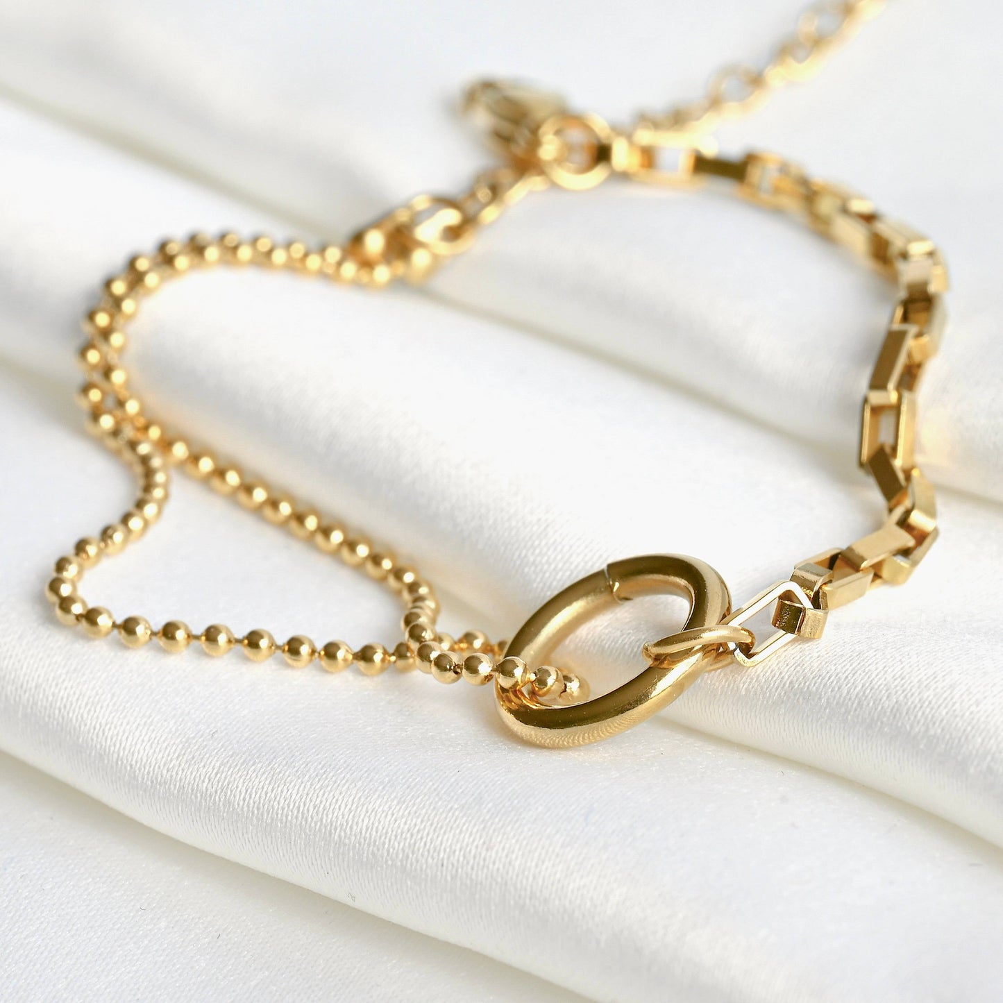 Circle Link Bracelet, Waterproof Mixed Chain Bracelet