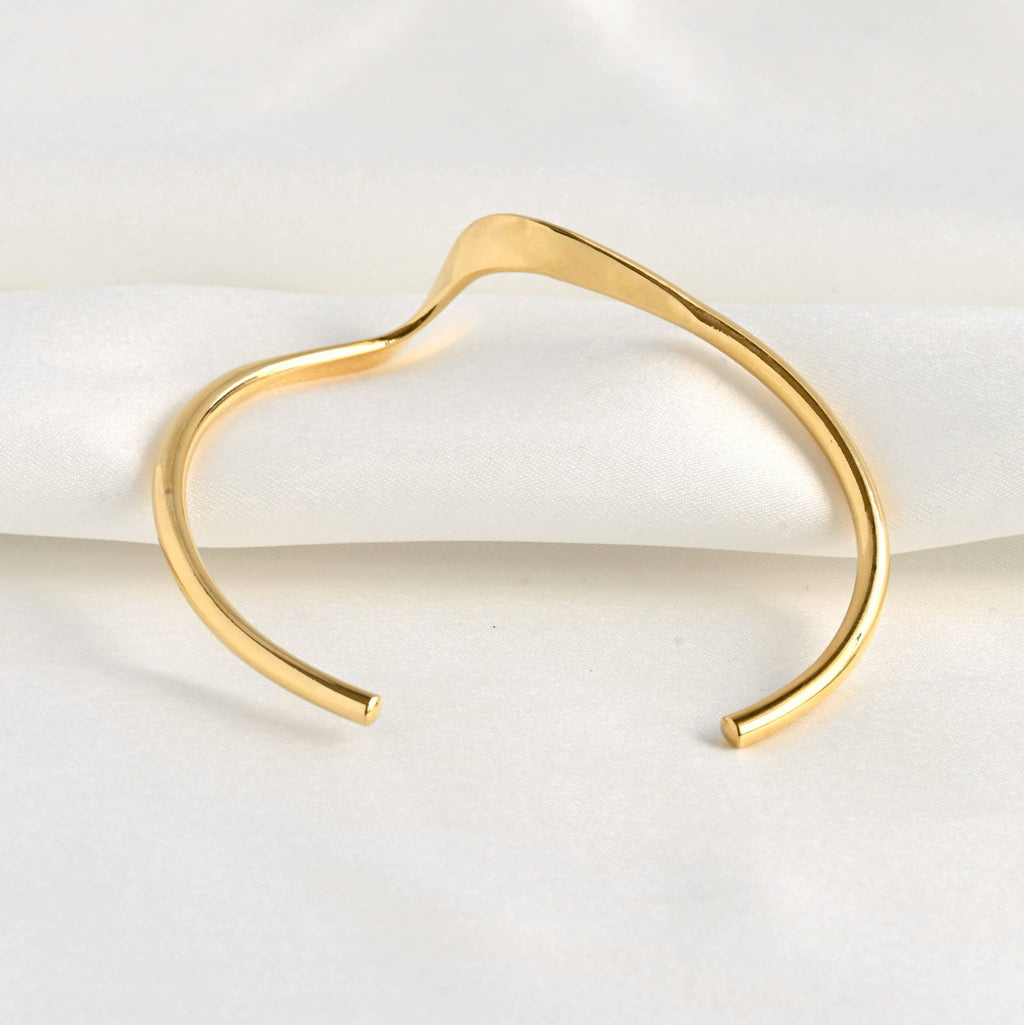 Sculptural Gold Cuff - Tarnish-free Twist Cuff Bracelet