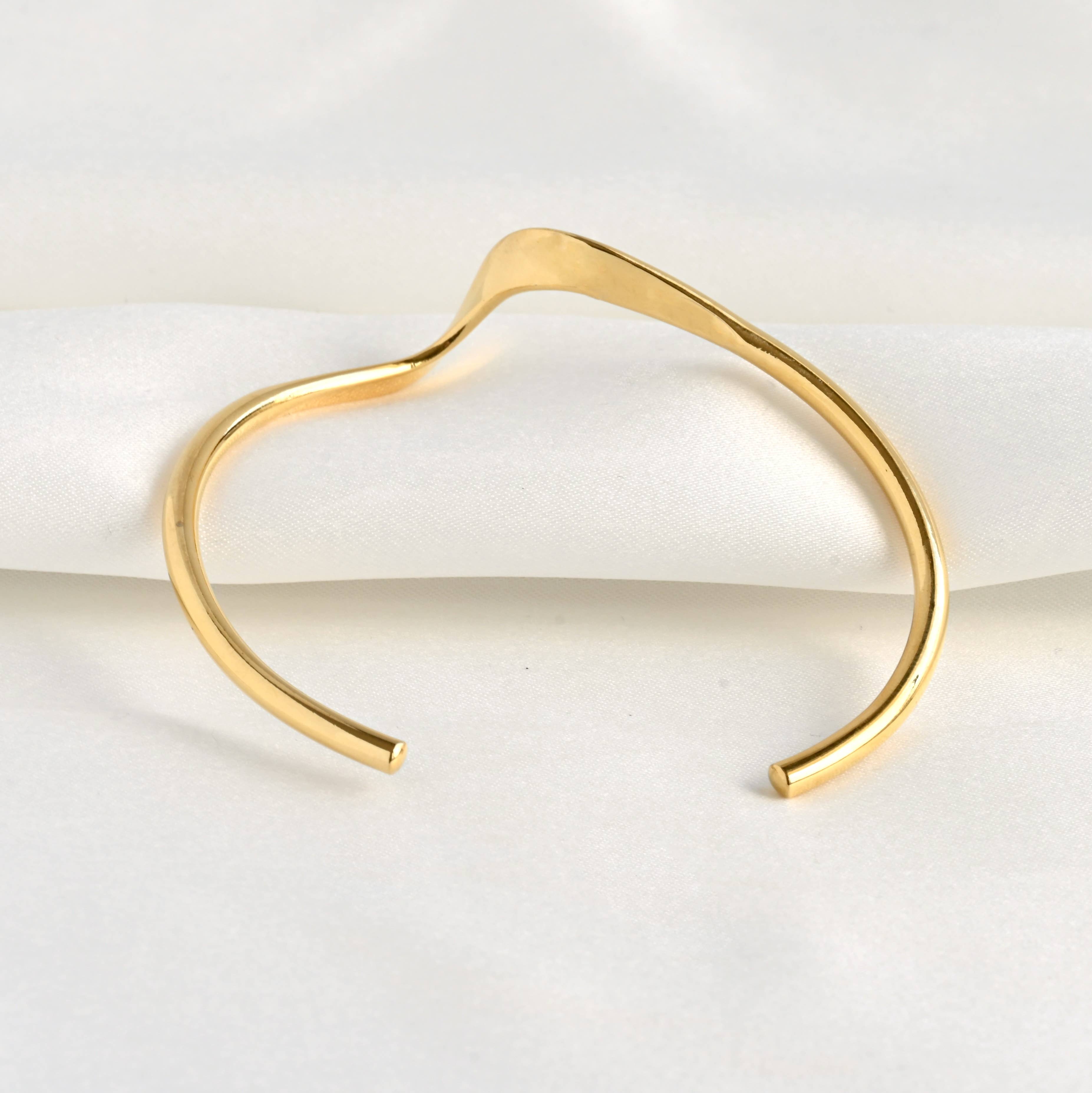 Sculptural Gold Cuff - Tarnish-free Twist Cuff Bracelet