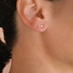 Silver Square Studs - 925 Silver Mini Square Bezel Earrings