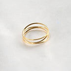 Layered Gold Ring - Waterproof 3 Layered Wave Ring