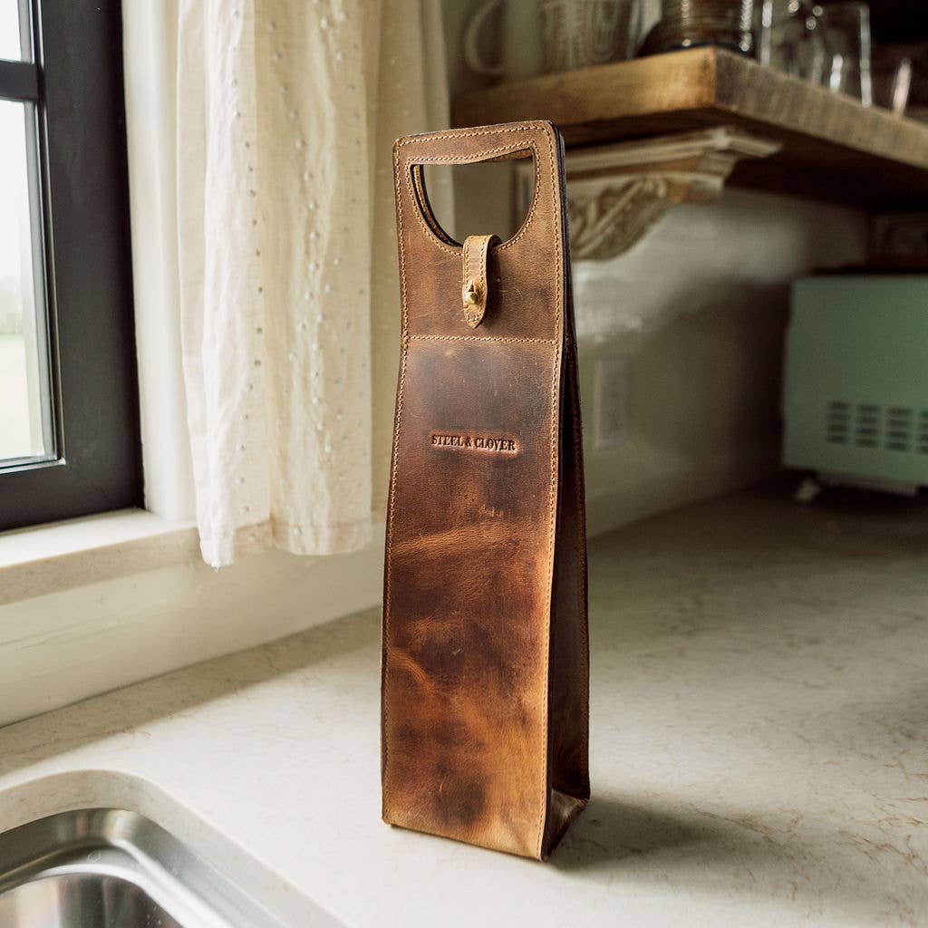 Steel & Clover - Baytree Leather Wine Carrier