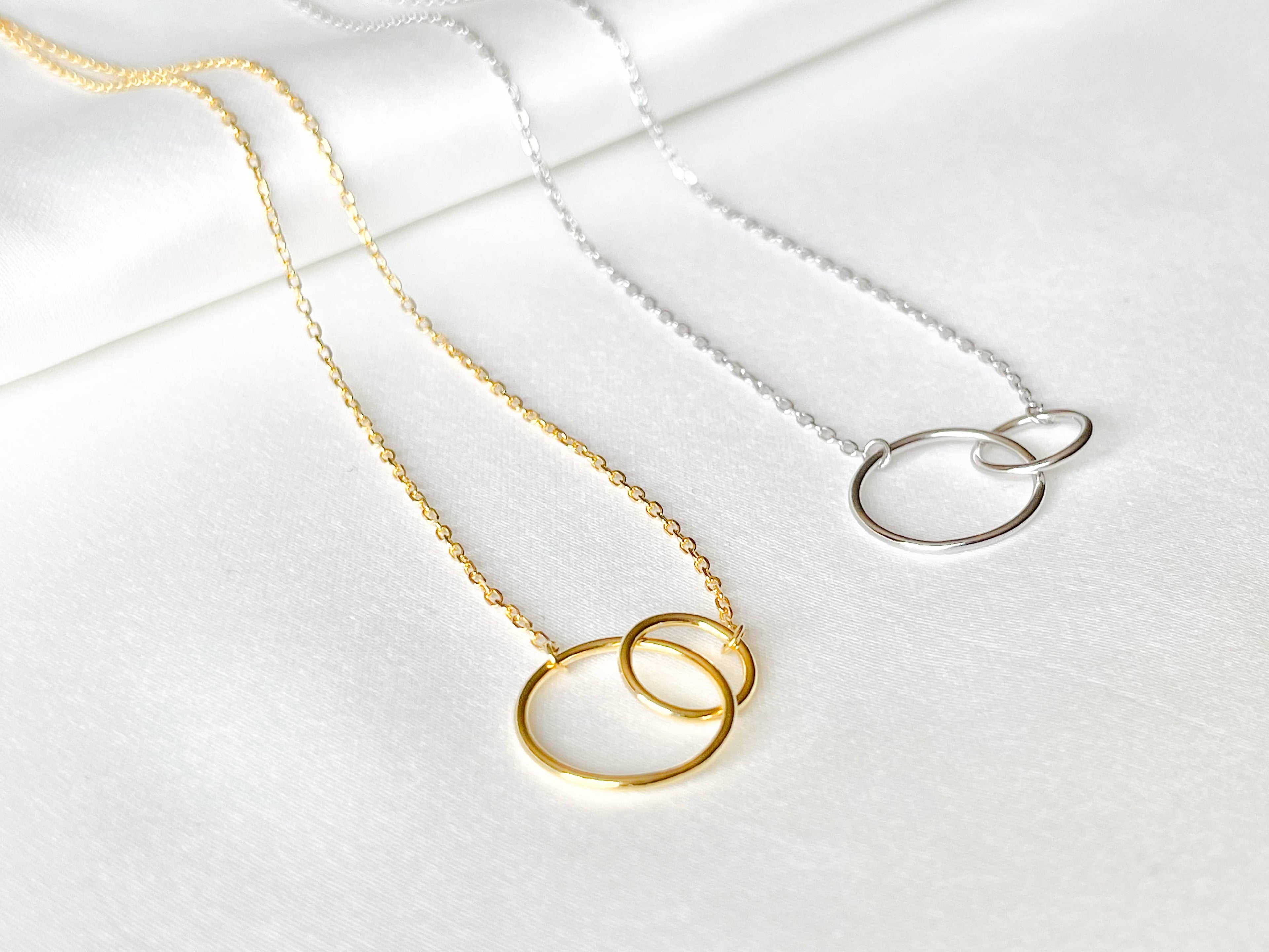 Sterling Silver Circle Link Necklace - Gold Circle Necklace
