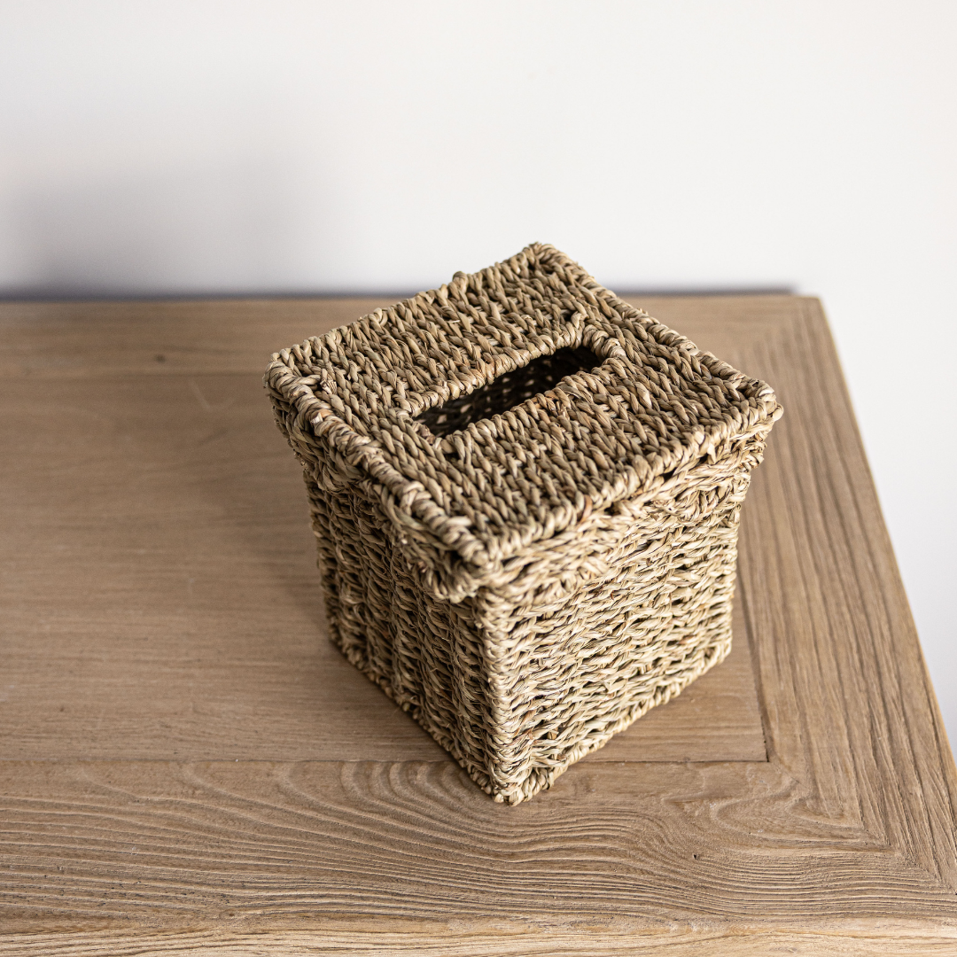 Luxe B Co- Woven Seagrass Tissue Box Cover