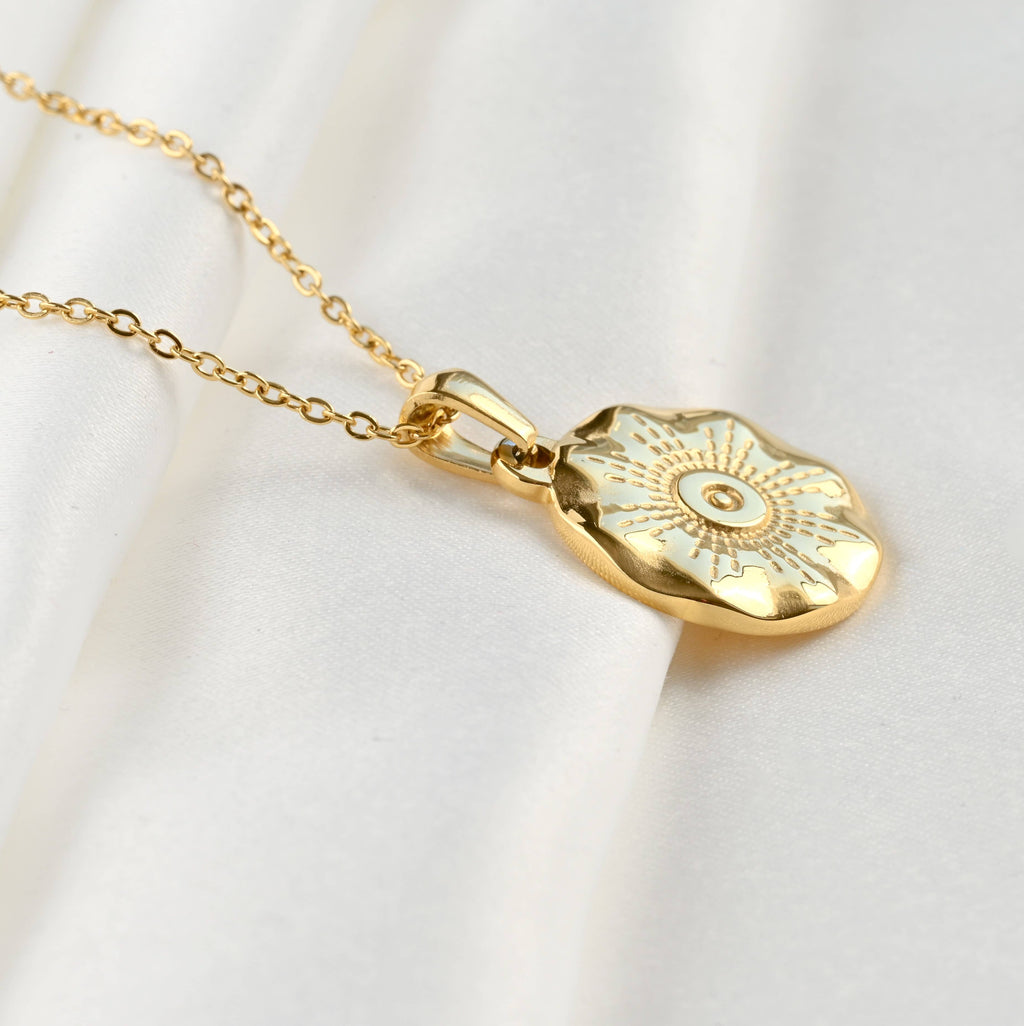 Vintage Style Sun Necklace - Sun Burst Coin Necklace