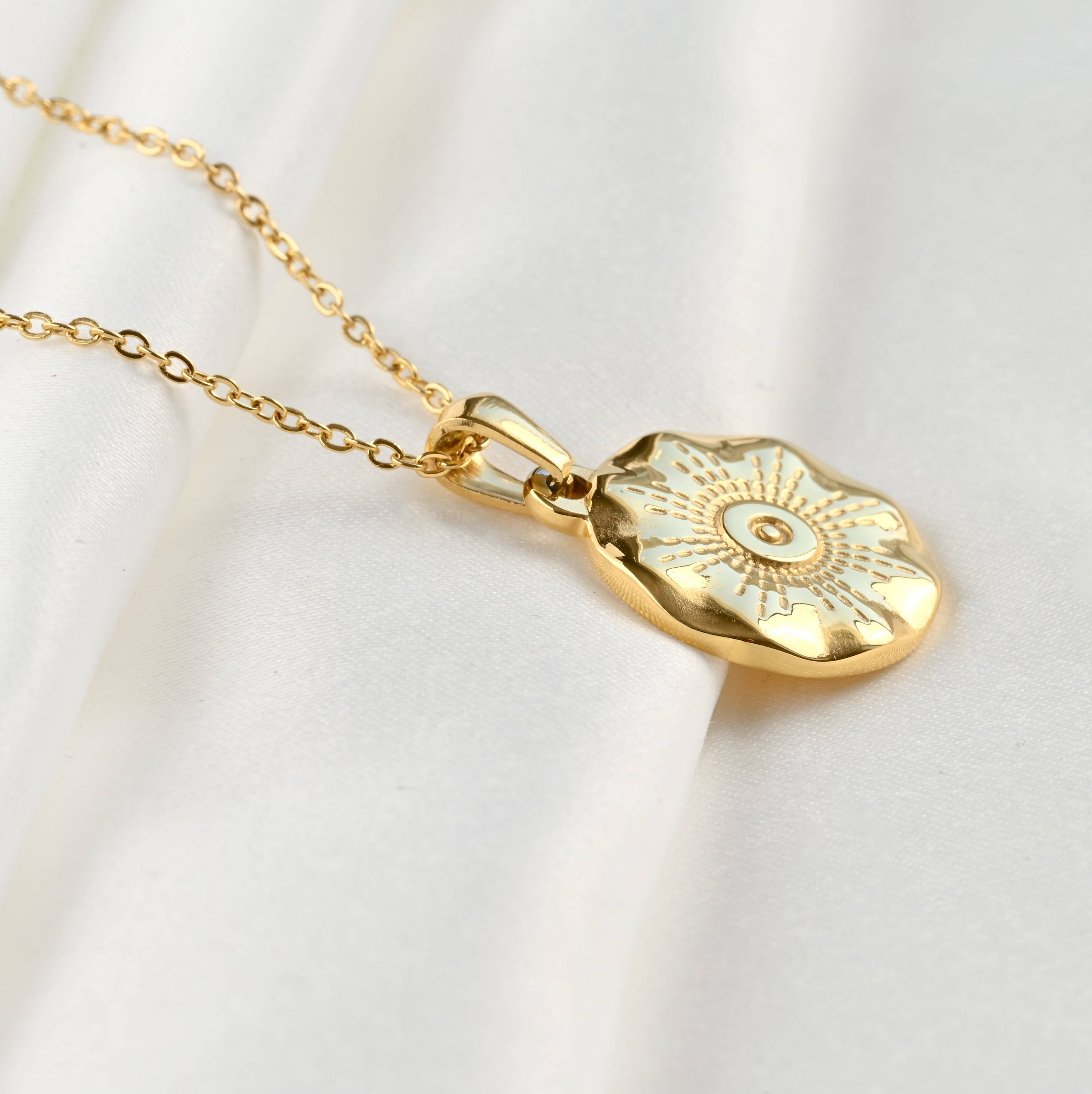 Vintage Style Sun Necklace - Sun Burst Coin Necklace