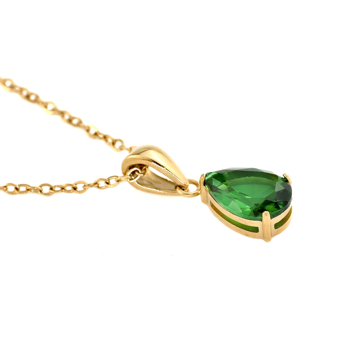 Blueyejewelry - Pear CZ Necklace - Tear Drop Diamond Birthstone Pendant