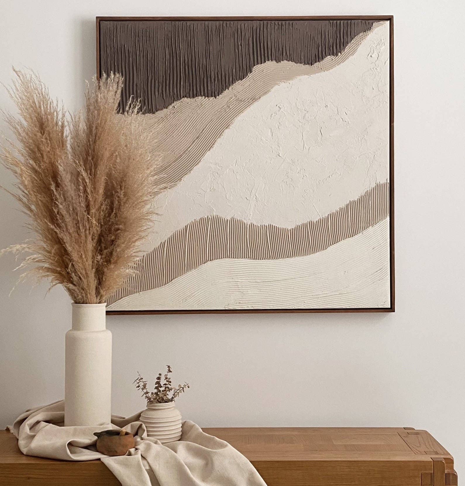 Abstract Framed Plastered Canvas
