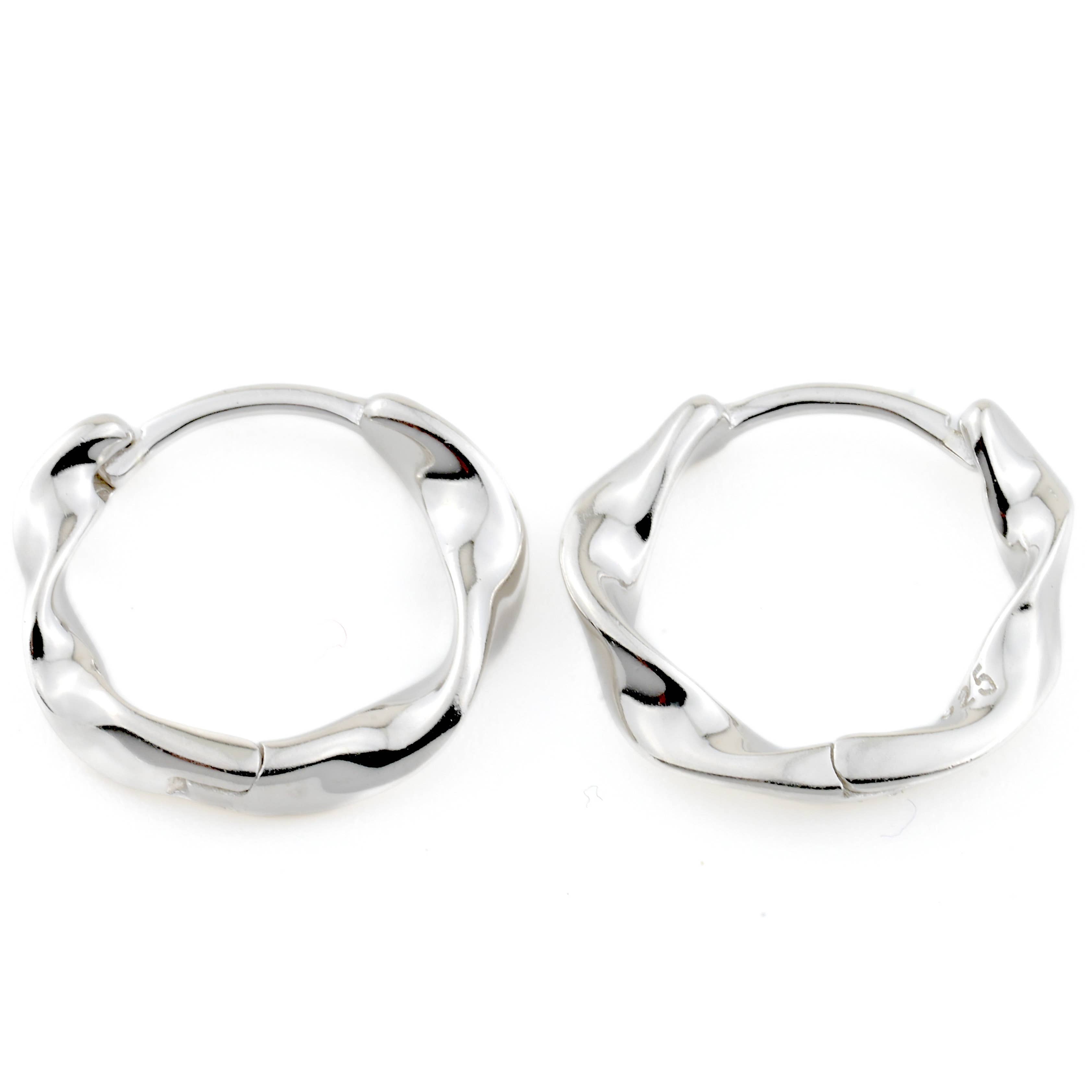 Silver Twisted Hoops - 925 Silver Twisted Huggie Earrings