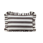 Luxe B Co- Ruffle Lumbar Pillow Cover Brown Bold Stripe