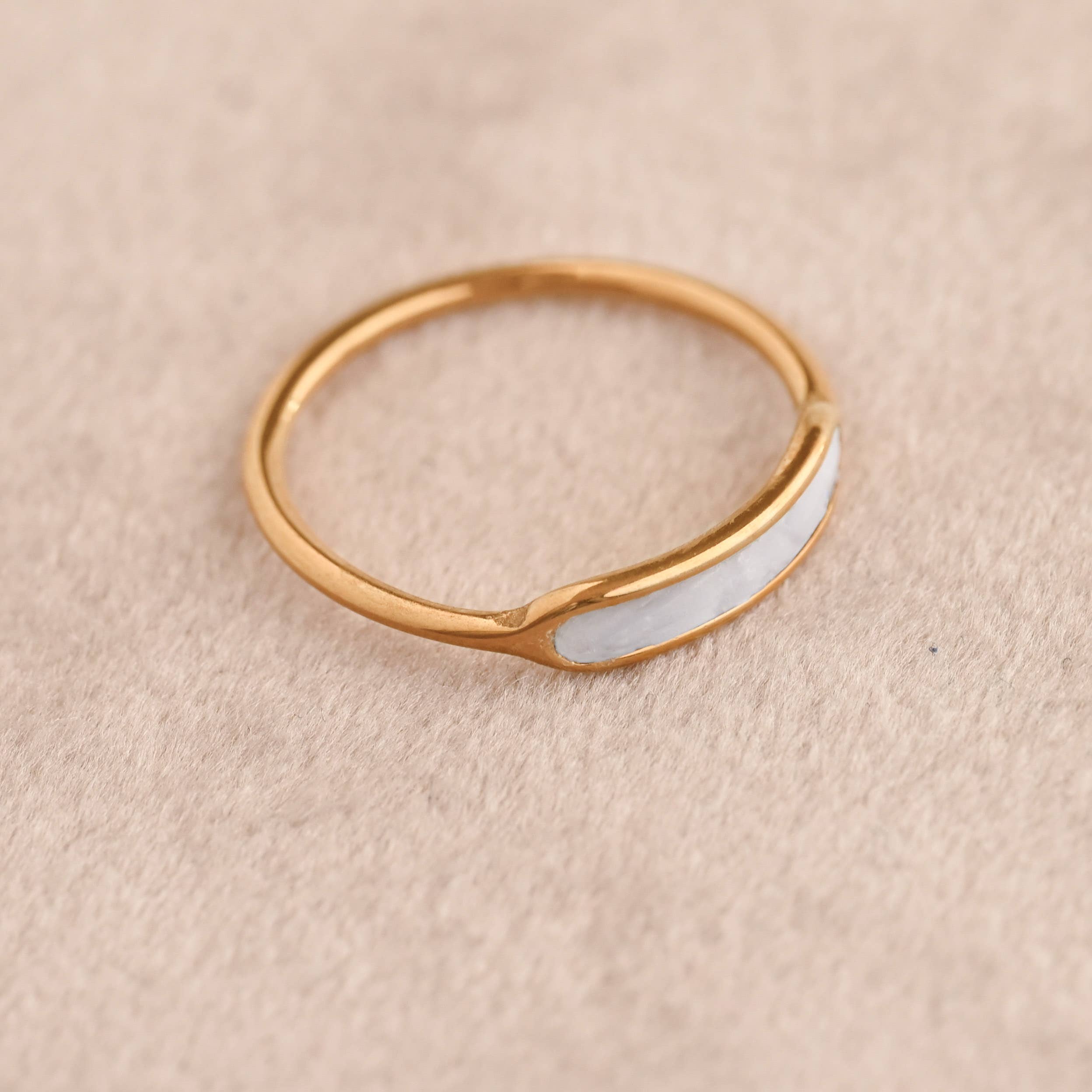 Dainty Mother of Pearl Ring - Slim Pearl Stacker Ring