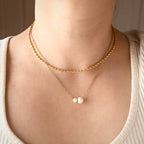 Blueyejewelry - Oval Beaded Chain Necklace - Dainty Gold Layering Necklace