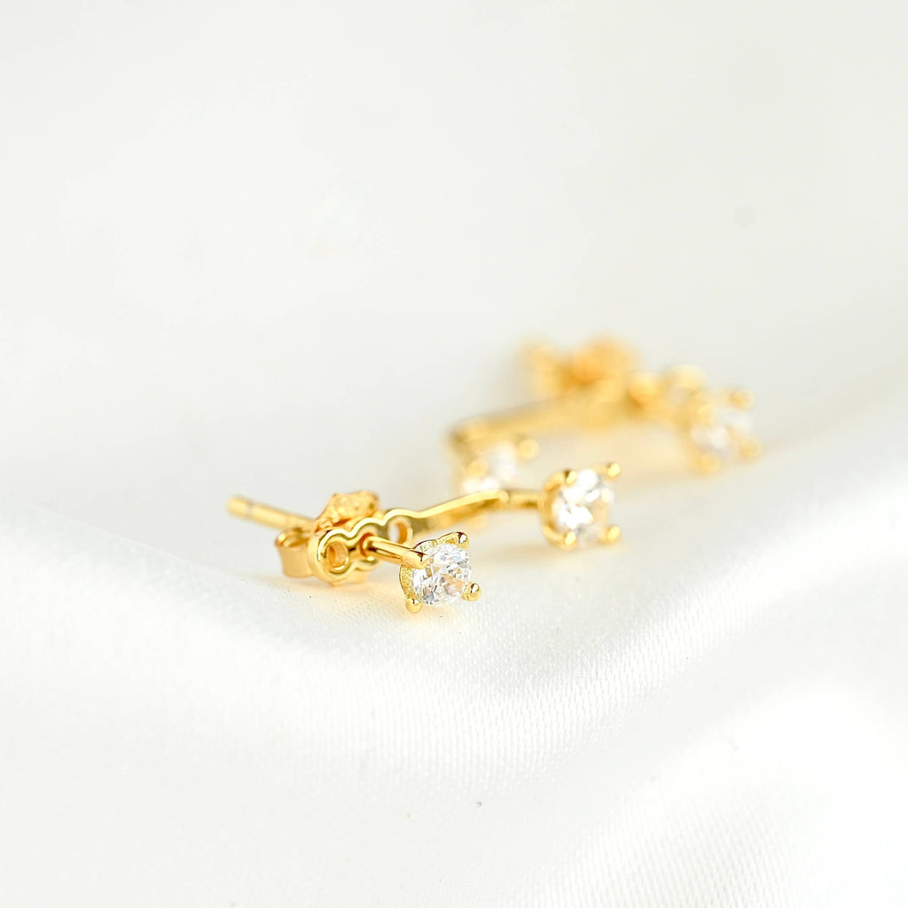 Sterling Silver Front Back Circle Ear Jacket - CZ Earrings